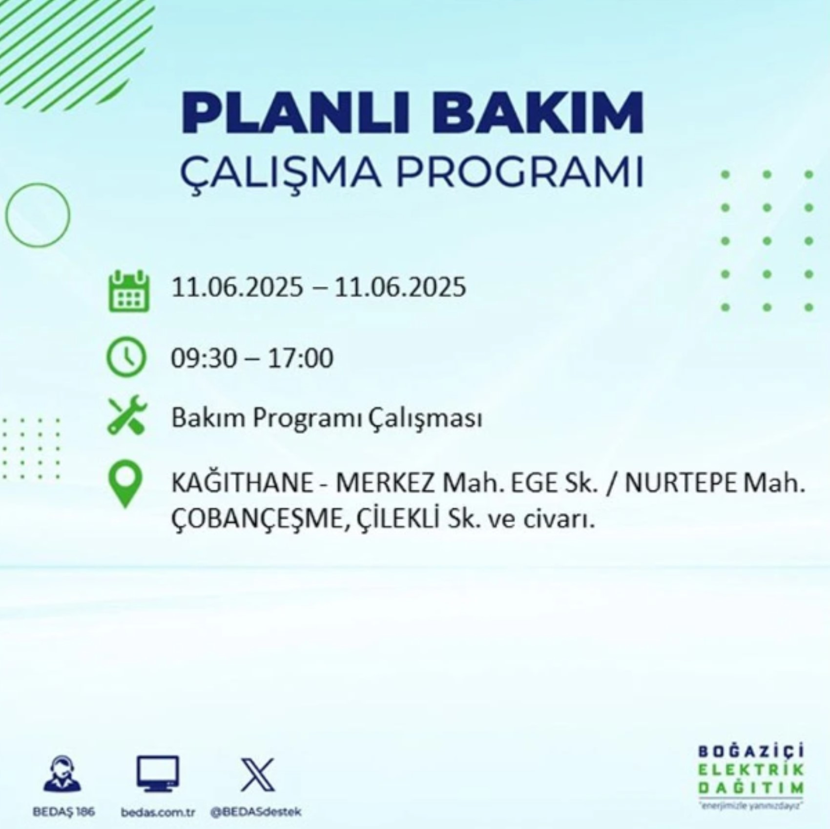 BEDAŞ paylaştı: İstanbul'da 11 Haziran Çarşamba günü elektrik kesintisi yaşanacak ilçeler