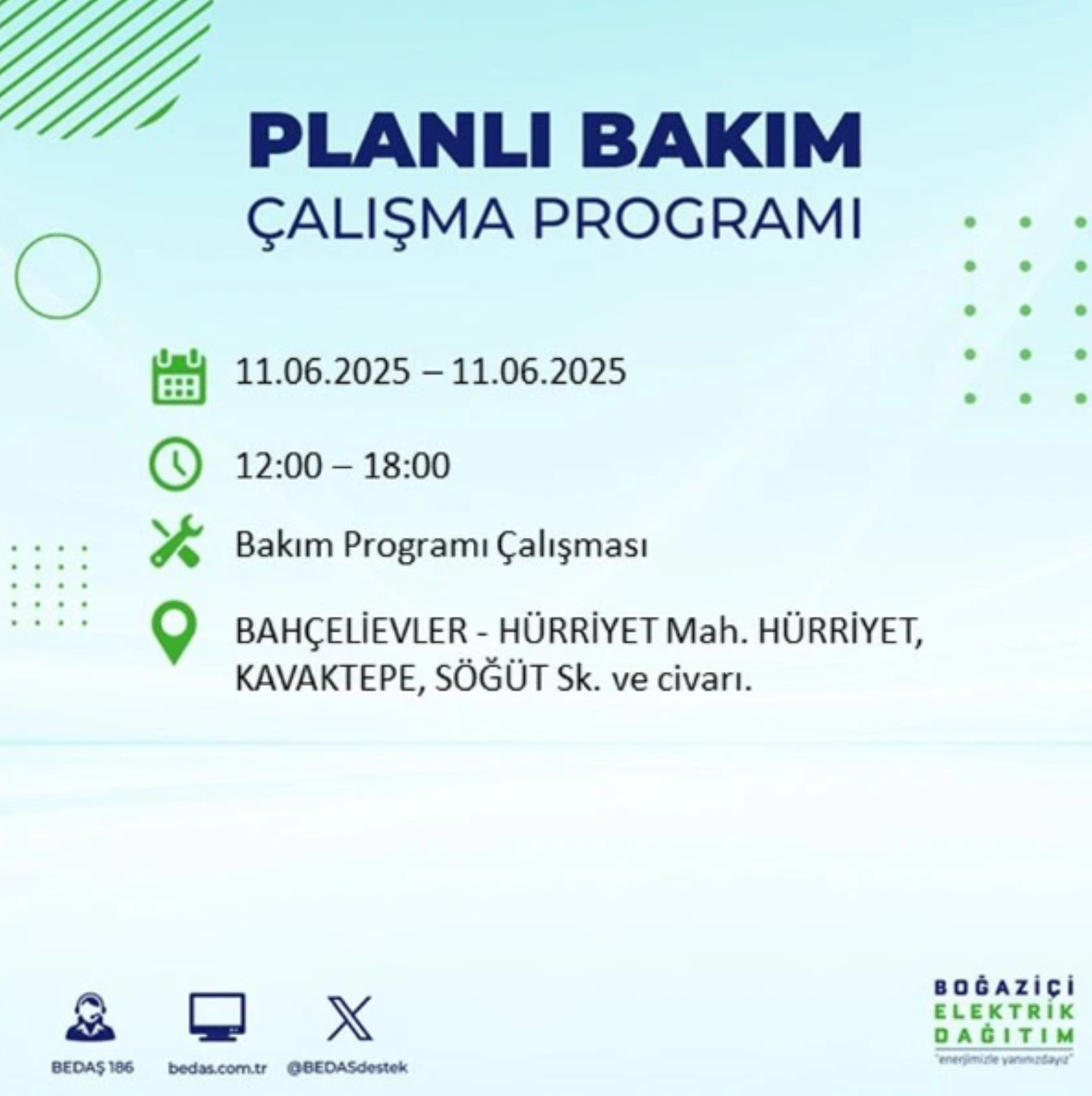 BEDAŞ paylaştı: İstanbul'da 11 Haziran Çarşamba günü elektrik kesintisi yaşanacak ilçeler