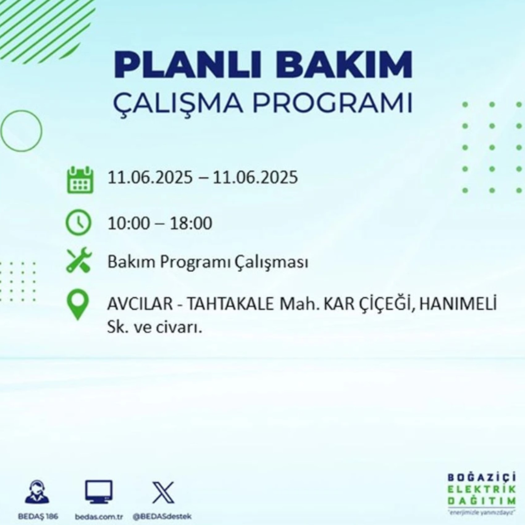 BEDAŞ paylaştı: İstanbul'da 11 Haziran Çarşamba günü elektrik kesintisi yaşanacak ilçeler