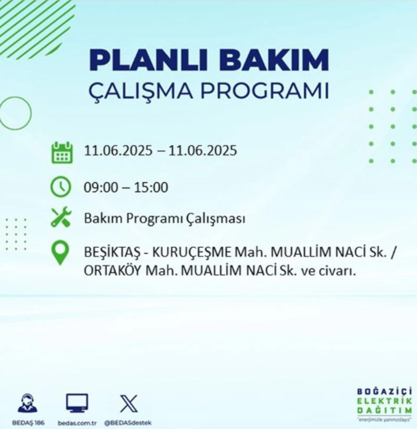 BEDAŞ paylaştı: İstanbul'da 11 Haziran Çarşamba günü elektrik kesintisi yaşanacak ilçeler