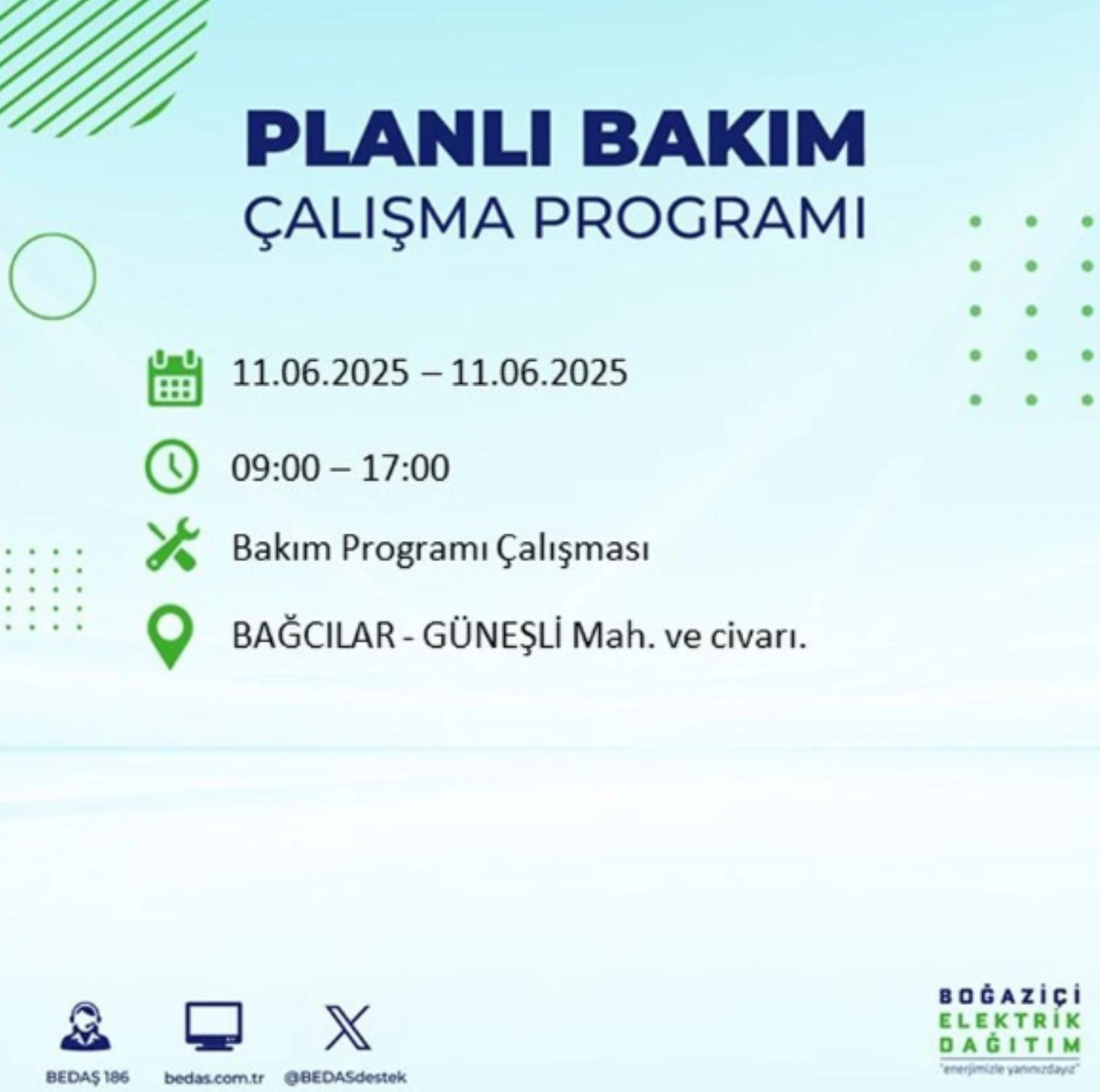 BEDAŞ paylaştı: İstanbul'da 11 Haziran Çarşamba günü elektrik kesintisi yaşanacak ilçeler