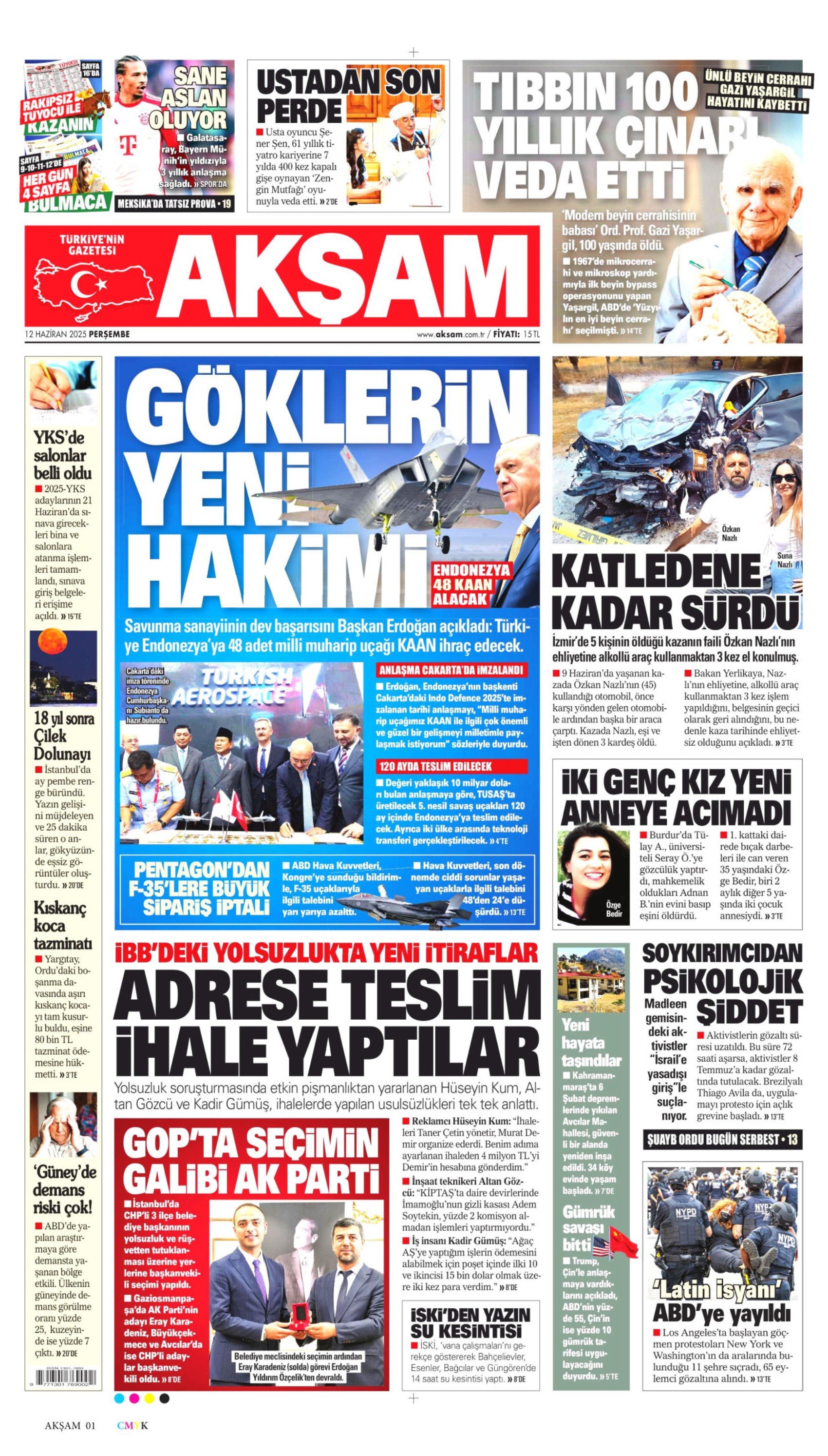 12 Haziran 2025 gazete manşetleri: Gazeteler, Gaziosmanpaşa Belediyesi'nin AKP'ye geçmesini nasıl gördü?