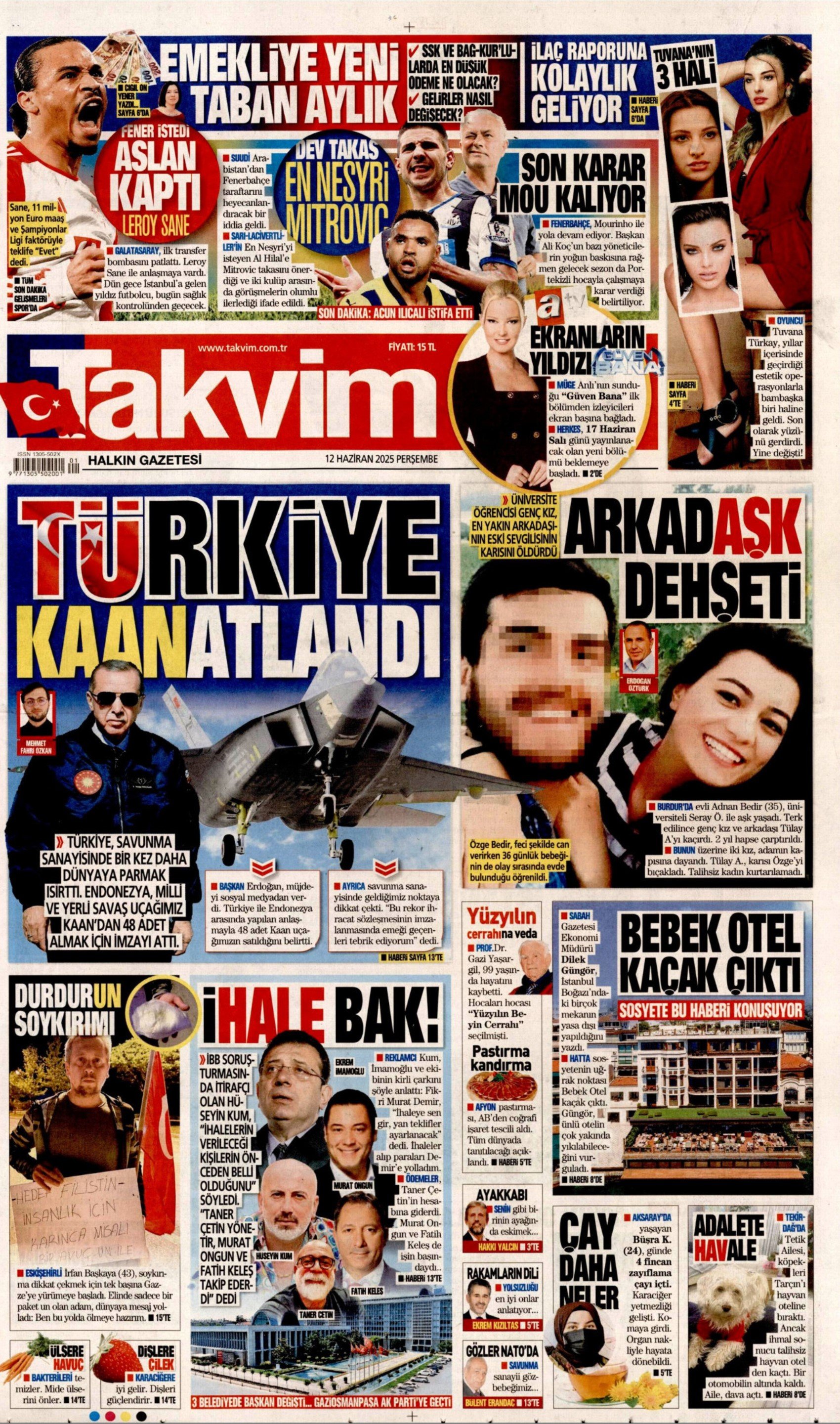 12 Haziran 2025 gazete manşetleri: Gazeteler, Gaziosmanpaşa Belediyesi'nin AKP'ye geçmesini nasıl gördü?
