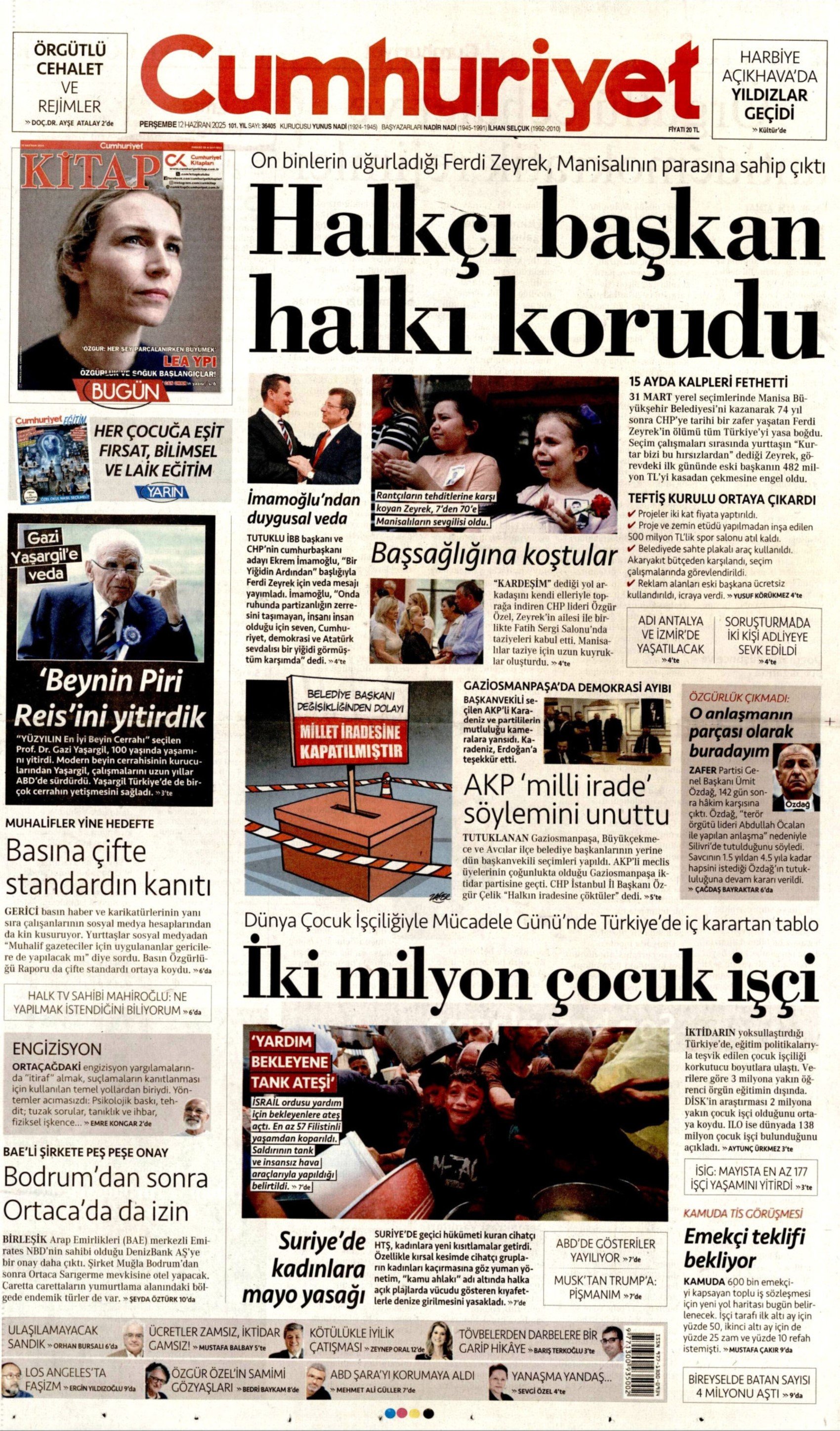 12 Haziran 2025 gazete manşetleri: Gazeteler, Gaziosmanpaşa Belediyesi'nin AKP'ye geçmesini nasıl gördü?