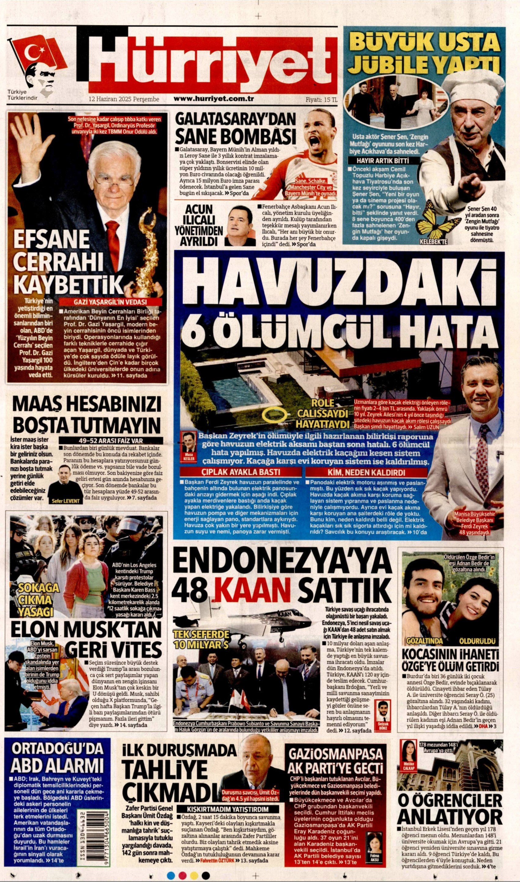 12 Haziran 2025 gazete manşetleri: Gazeteler, Gaziosmanpaşa Belediyesi'nin AKP'ye geçmesini nasıl gördü?
