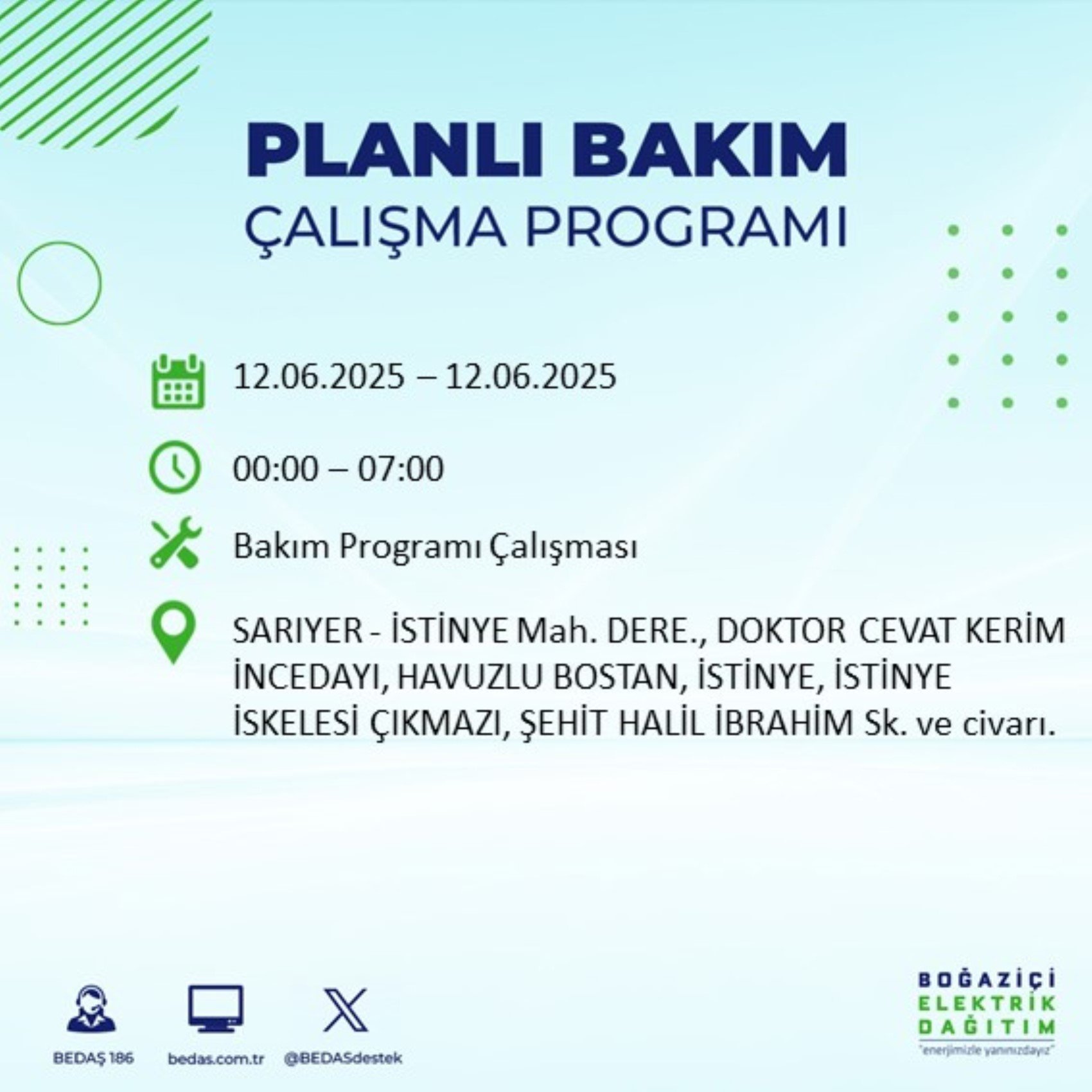 BEDAŞ paylaştı: İstanbul'da 12 Haziran Perşembe günü elektrik kesintisi yaşanacak ilçeler