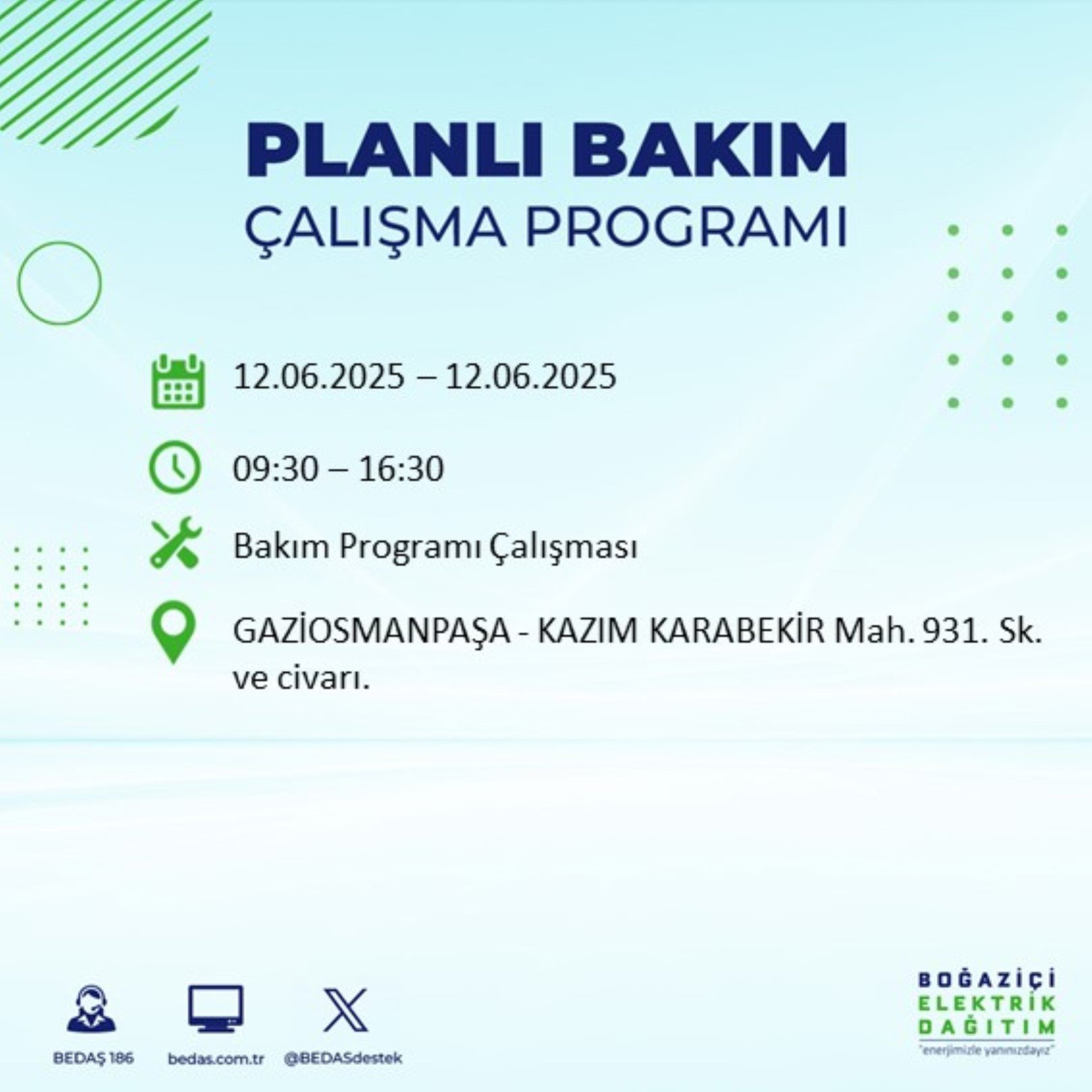 BEDAŞ paylaştı: İstanbul'da 12 Haziran Perşembe günü elektrik kesintisi yaşanacak ilçeler