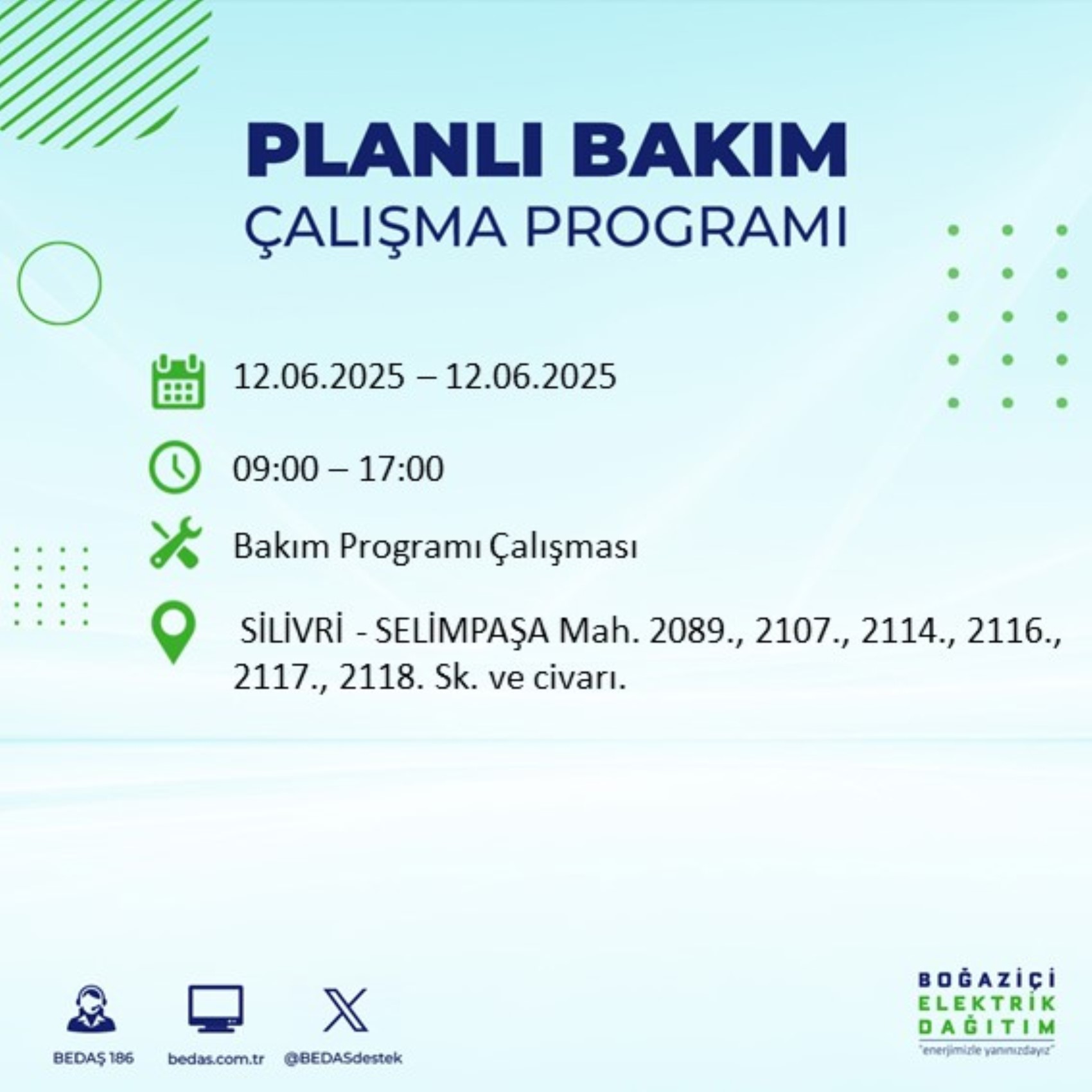 BEDAŞ paylaştı: İstanbul'da 12 Haziran Perşembe günü elektrik kesintisi yaşanacak ilçeler