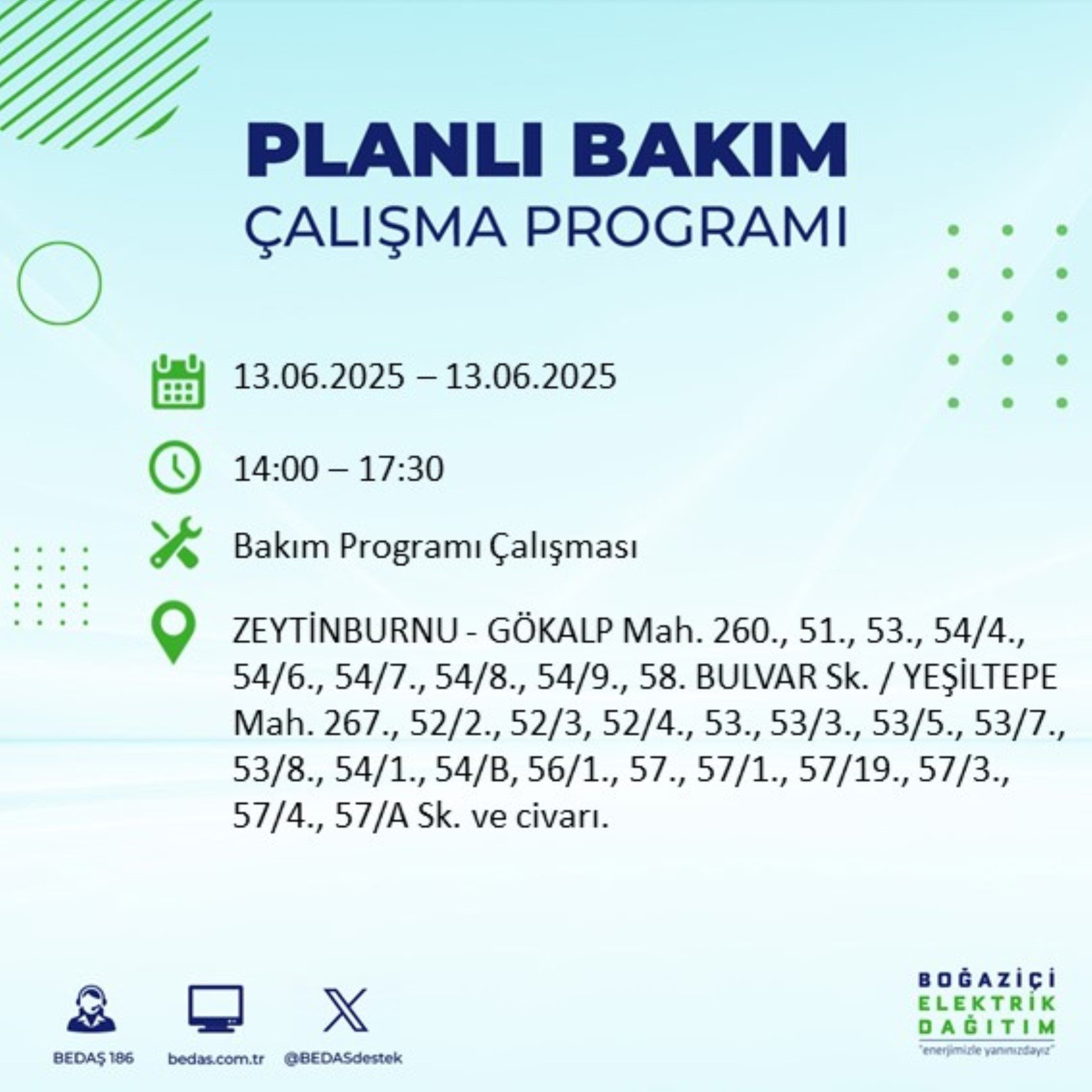 BEDAŞ paylaştı: İstanbul'da 13 Haziran Cuma günü elektrik kesintisi yaşanacak ilçeler