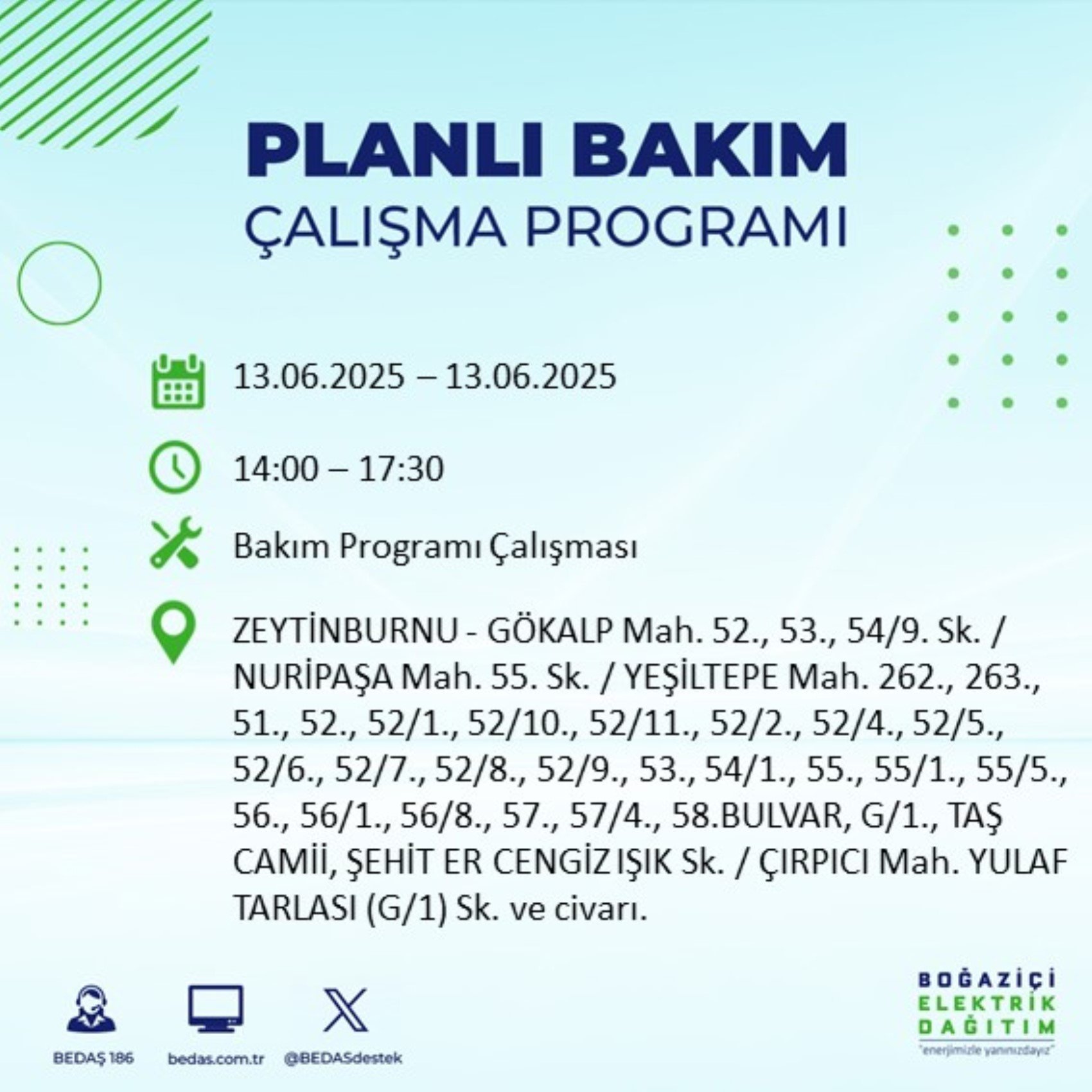 BEDAŞ paylaştı: İstanbul'da 13 Haziran Cuma günü elektrik kesintisi yaşanacak ilçeler