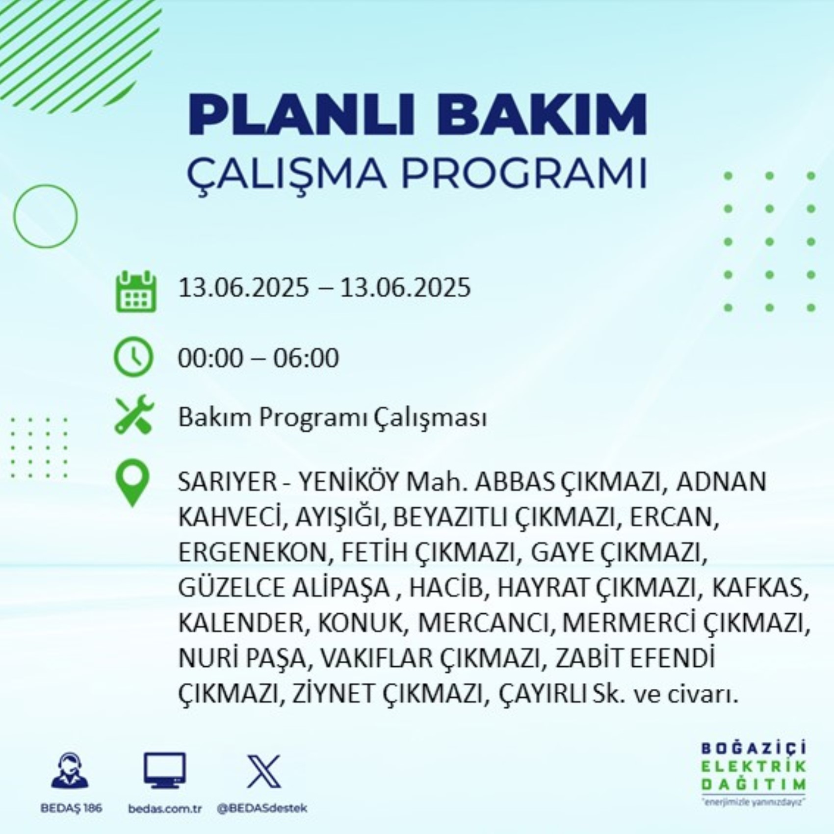 BEDAŞ paylaştı: İstanbul'da 13 Haziran Cuma günü elektrik kesintisi yaşanacak ilçeler