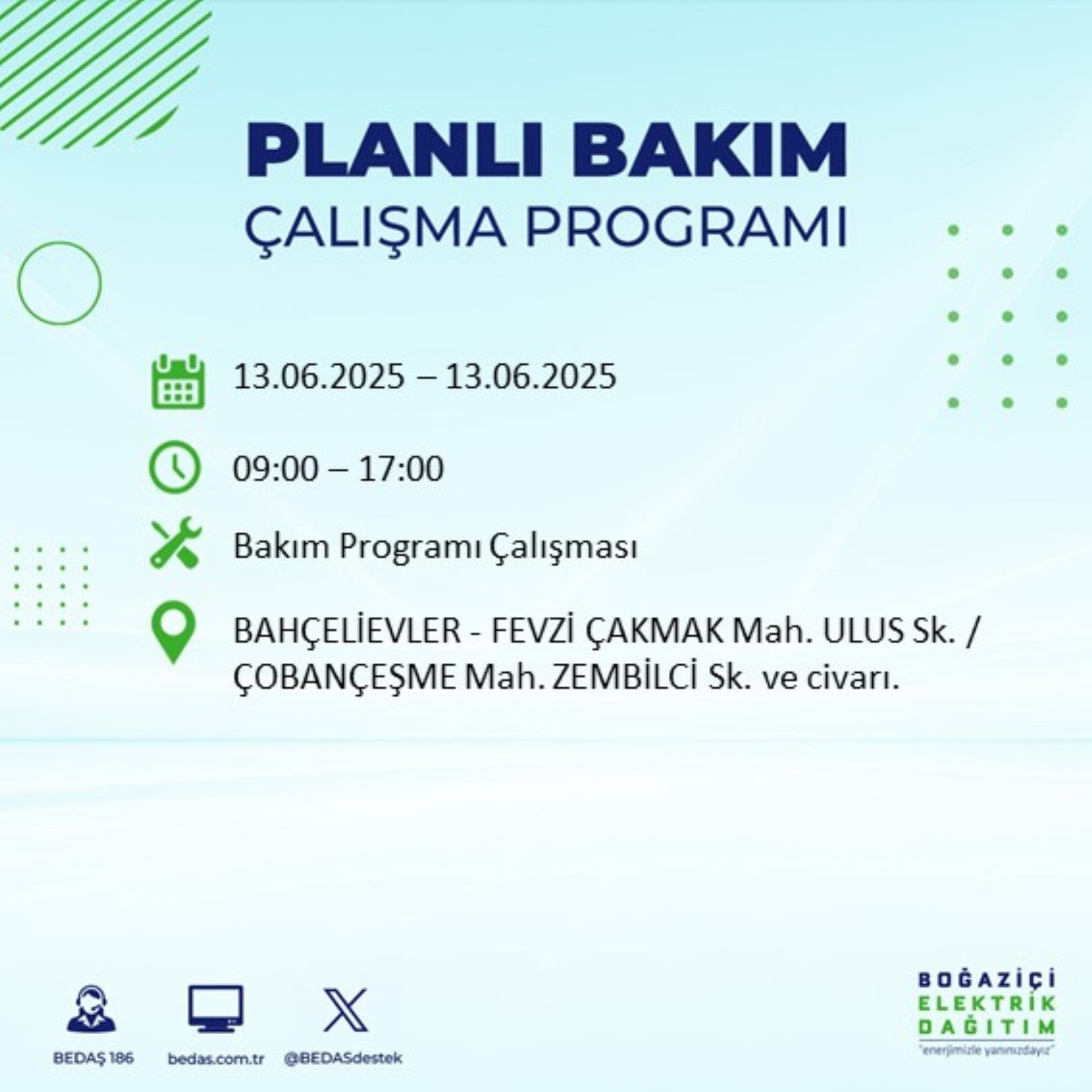 BEDAŞ paylaştı: İstanbul'da 13 Haziran Cuma günü elektrik kesintisi yaşanacak ilçeler