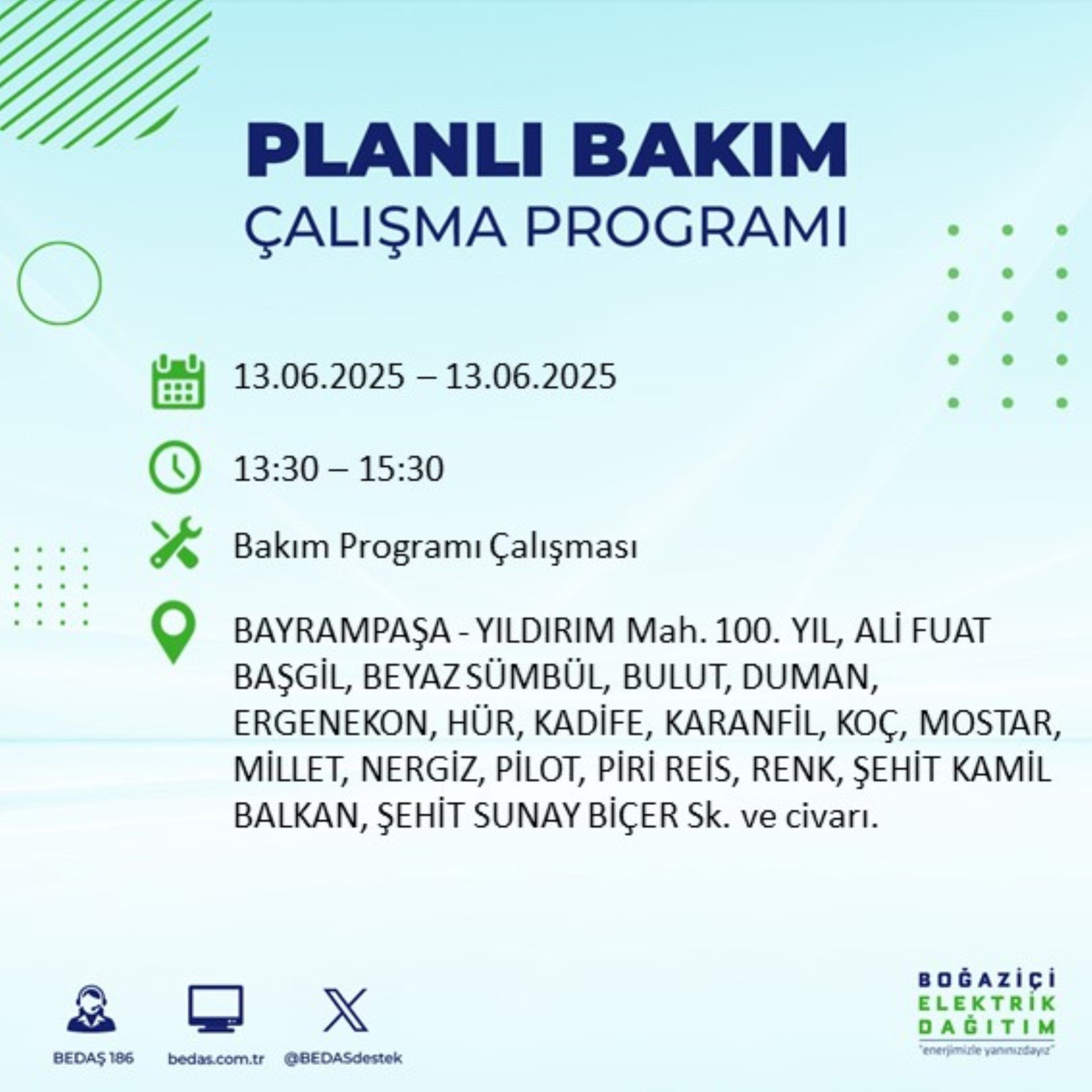 BEDAŞ paylaştı: İstanbul'da 13 Haziran Cuma günü elektrik kesintisi yaşanacak ilçeler