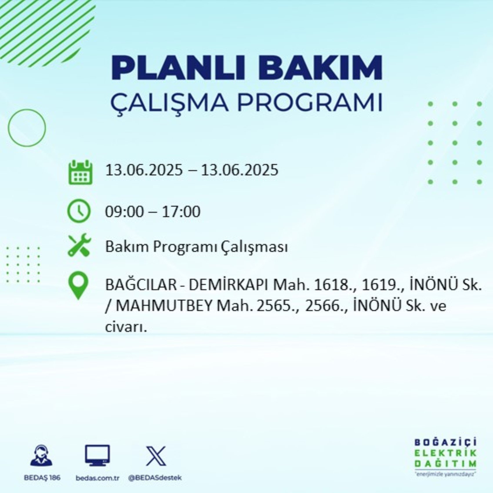 BEDAŞ paylaştı: İstanbul'da 13 Haziran Cuma günü elektrik kesintisi yaşanacak ilçeler