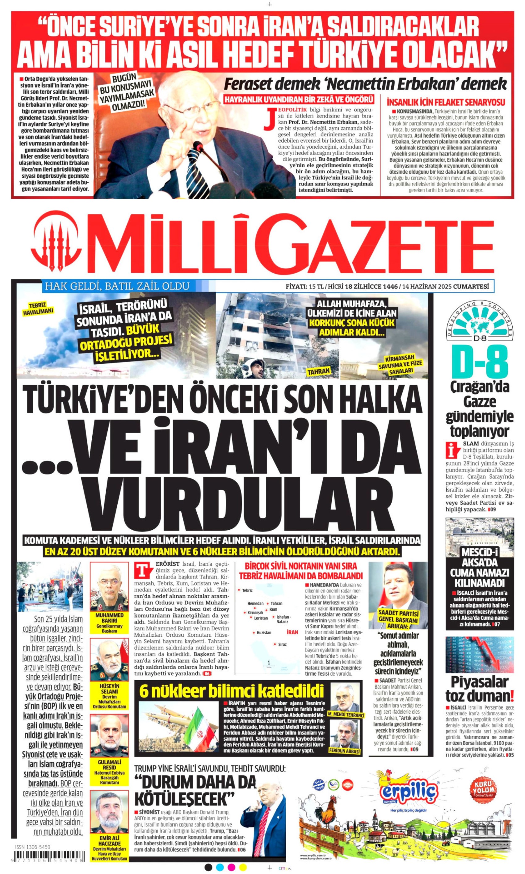 Ortadoğu'da tansiyon yine yükseldi: Gazeteler İsrail'in İran'a saldırılarını nasıl gördü? (14 Haziran 2025 gazete manşetleri)