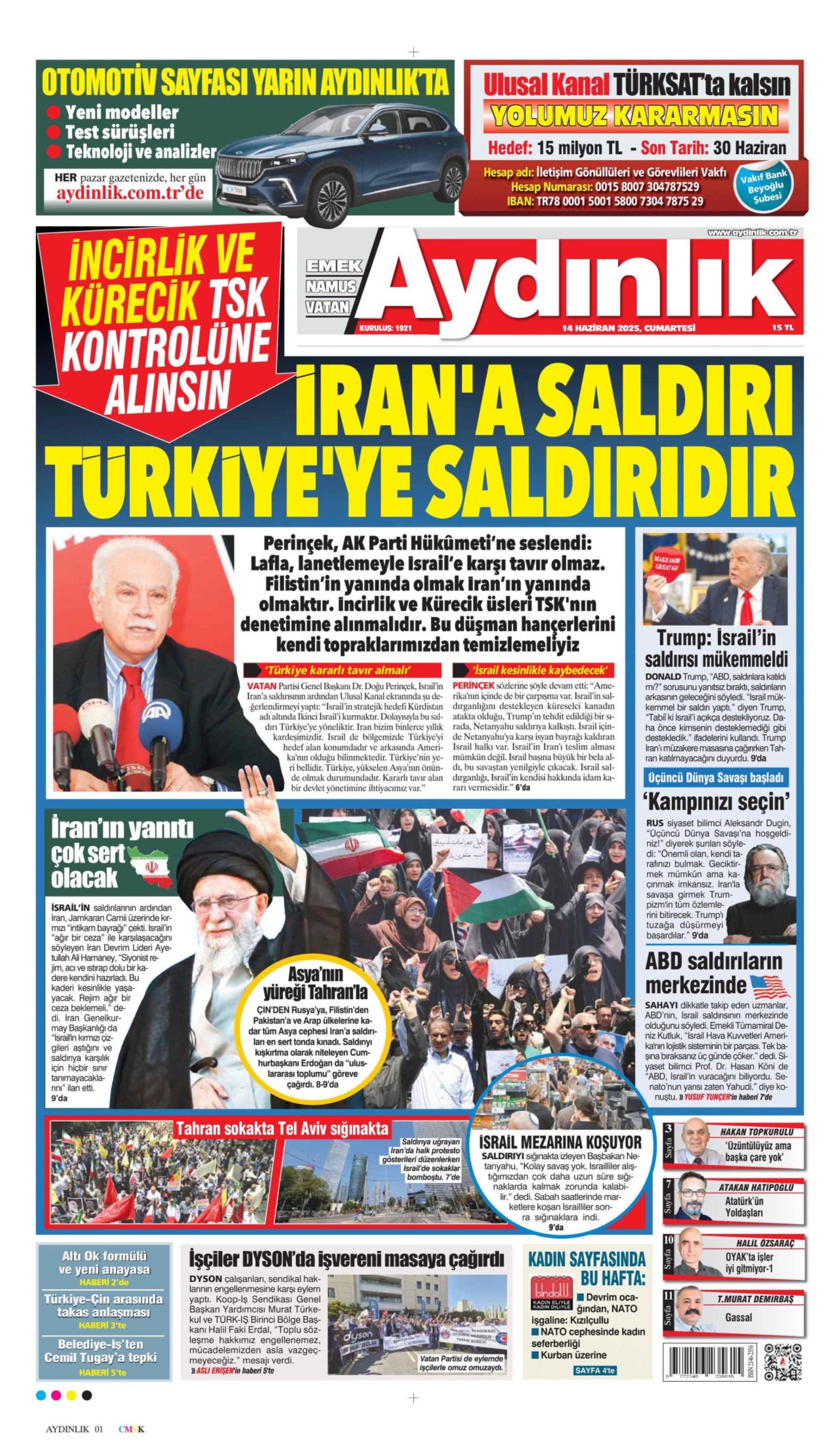 Ortadoğu'da tansiyon yine yükseldi: Gazeteler İsrail'in İran'a saldırılarını nasıl gördü? (14 Haziran 2025 gazete manşetleri)