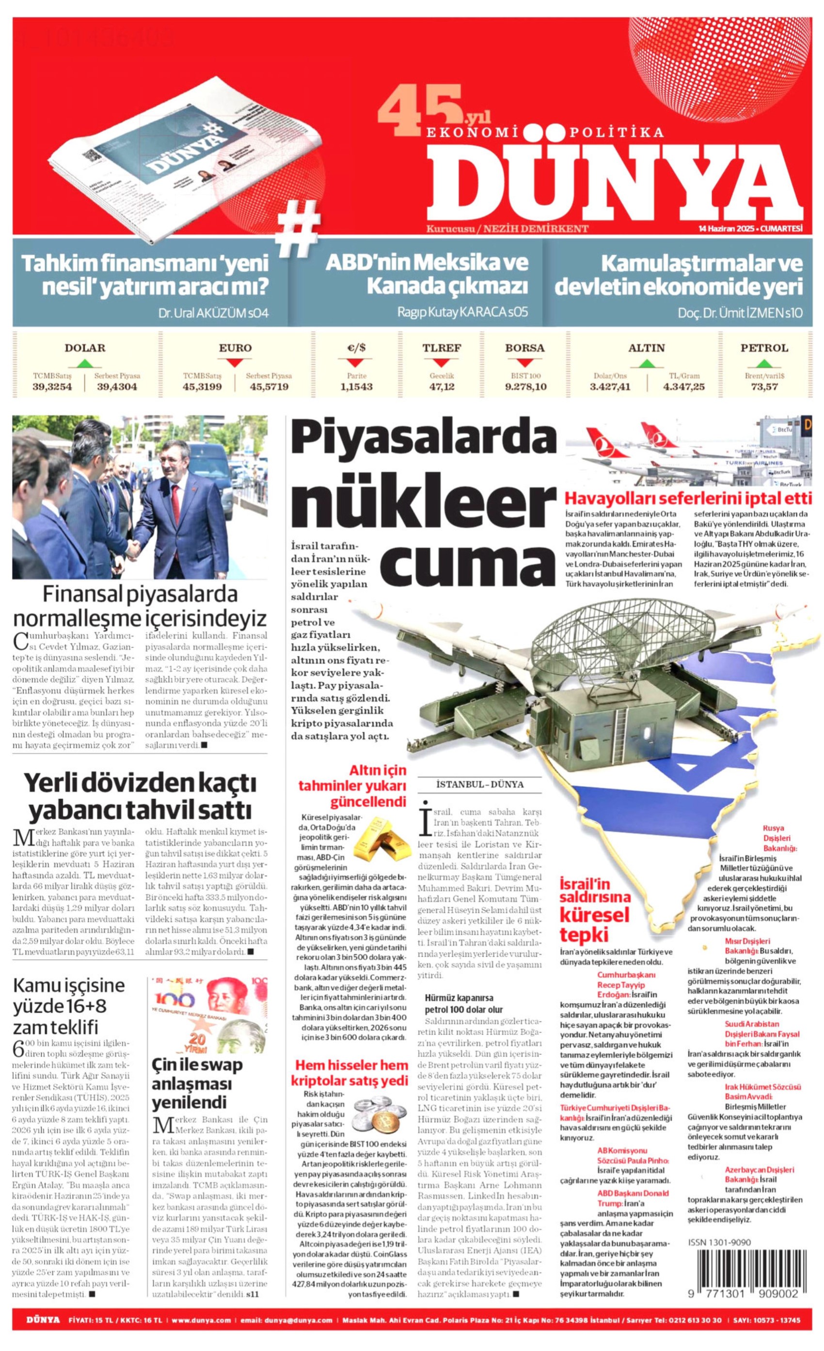 Ortadoğu'da tansiyon yine yükseldi: Gazeteler İsrail'in İran'a saldırılarını nasıl gördü? (14 Haziran 2025 gazete manşetleri)