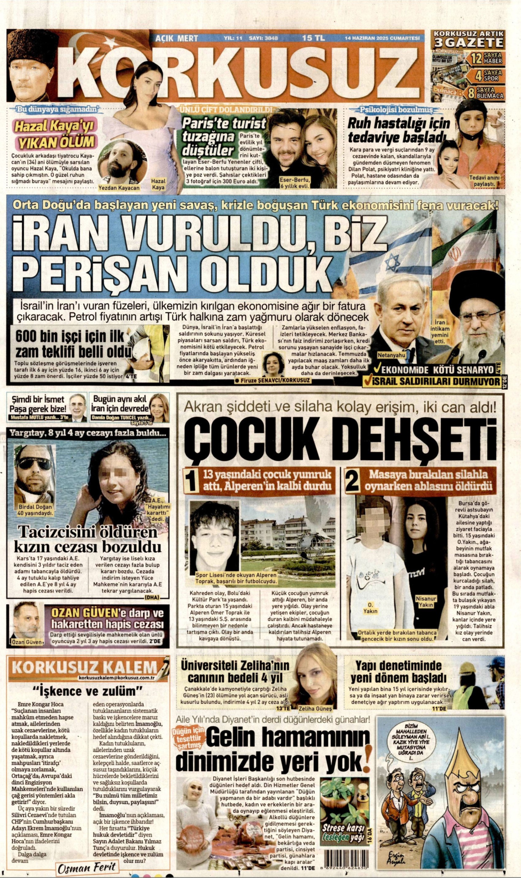 Ortadoğu'da tansiyon yine yükseldi: Gazeteler İsrail'in İran'a saldırılarını nasıl gördü? (14 Haziran 2025 gazete manşetleri)