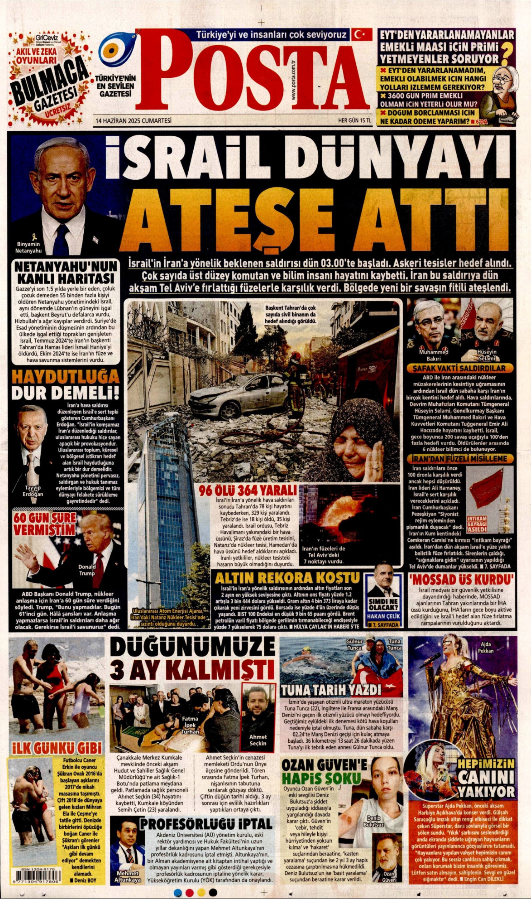 Ortadoğu'da tansiyon yine yükseldi: Gazeteler İsrail'in İran'a saldırılarını nasıl gördü? (14 Haziran 2025 gazete manşetleri)