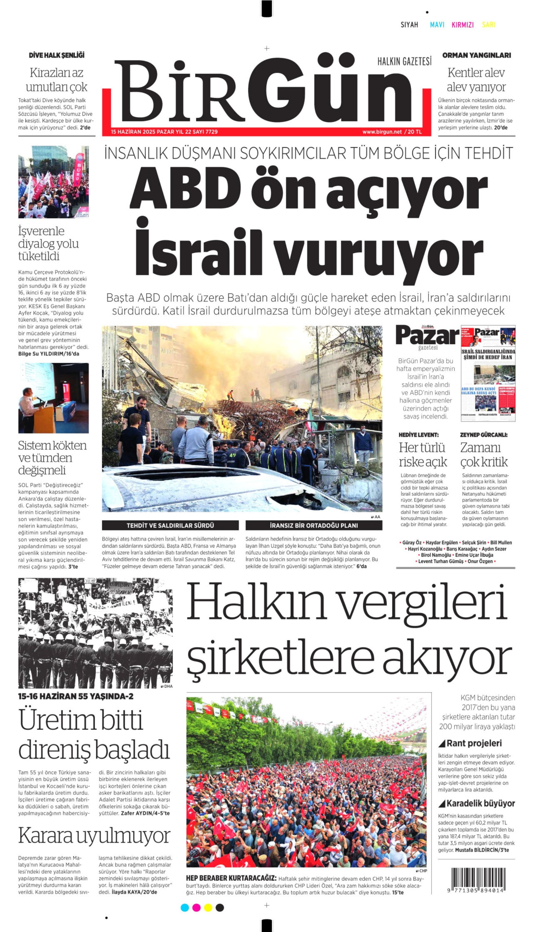 15 Haziran 2025 gazete manşetleri