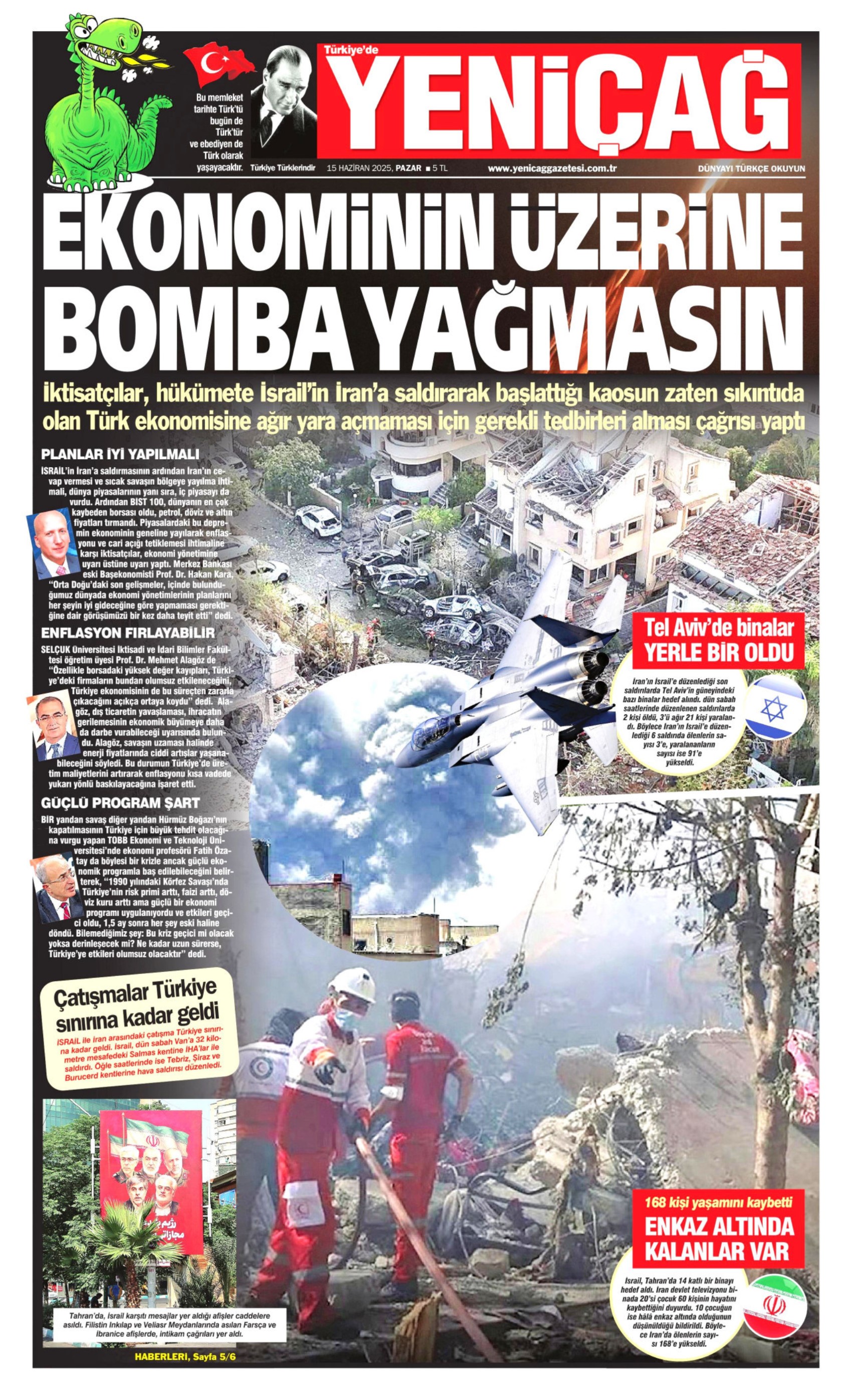 15 Haziran 2025 gazete manşetleri