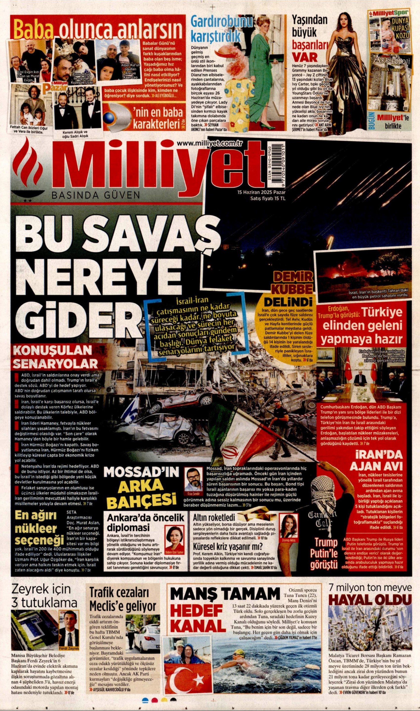 15 Haziran 2025 gazete manşetleri