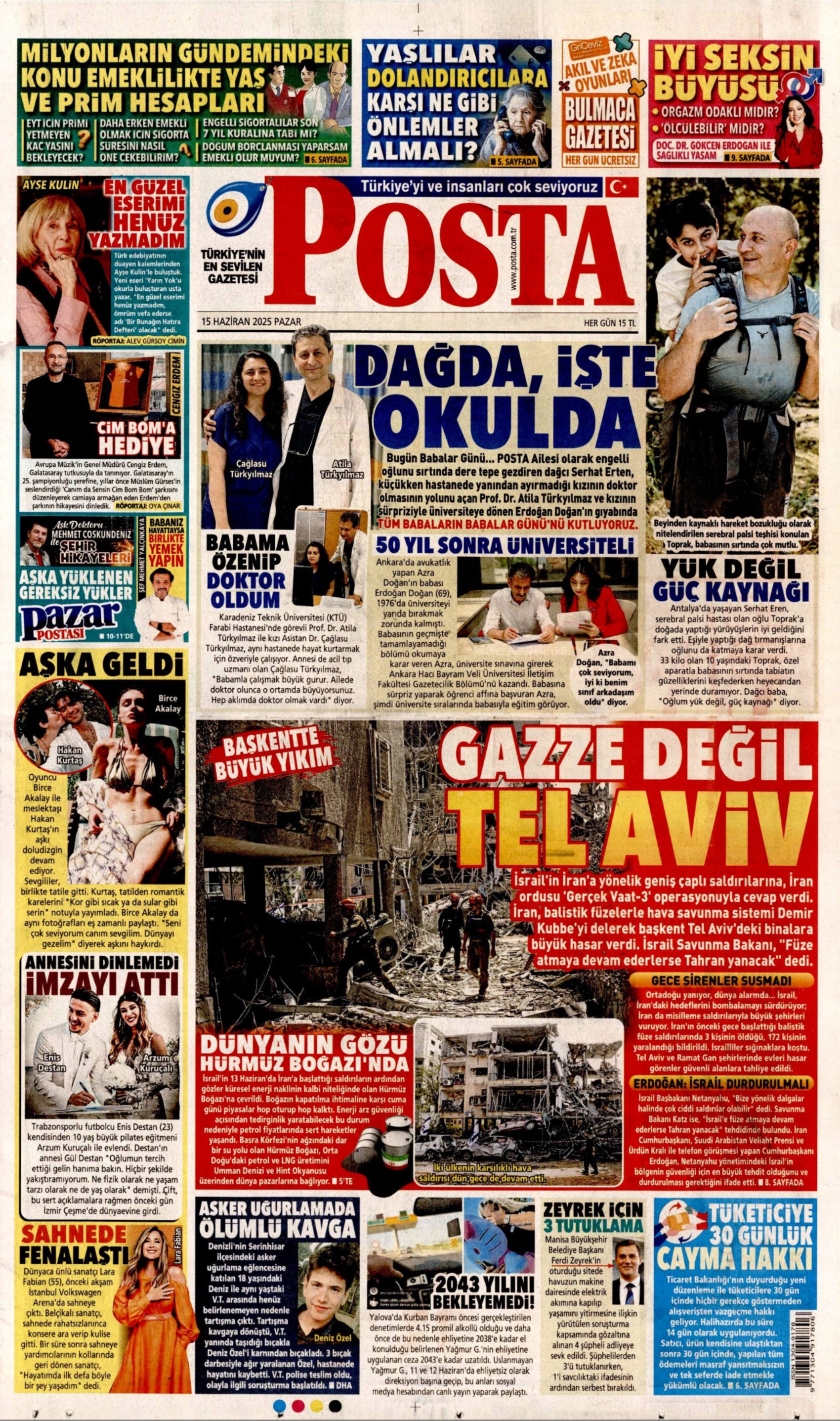 15 Haziran 2025 gazete manşetleri