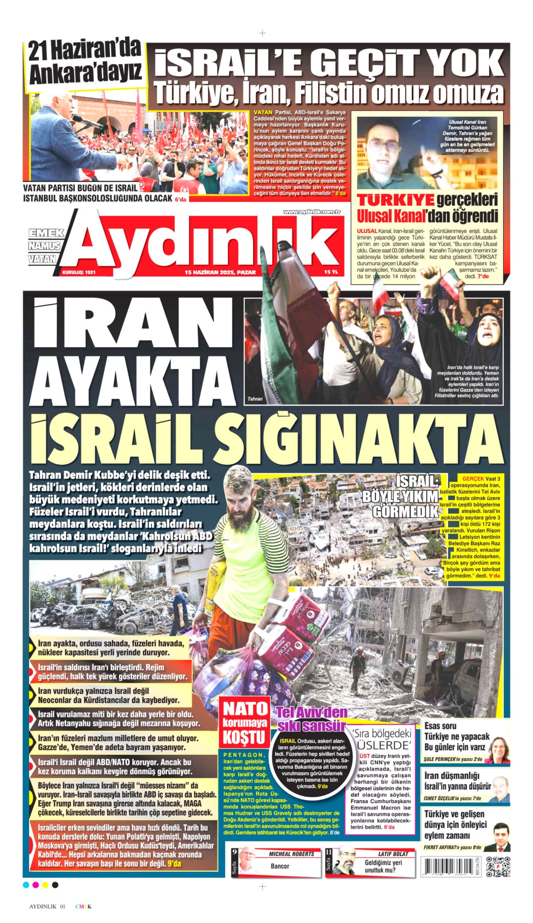 15 Haziran 2025 gazete manşetleri