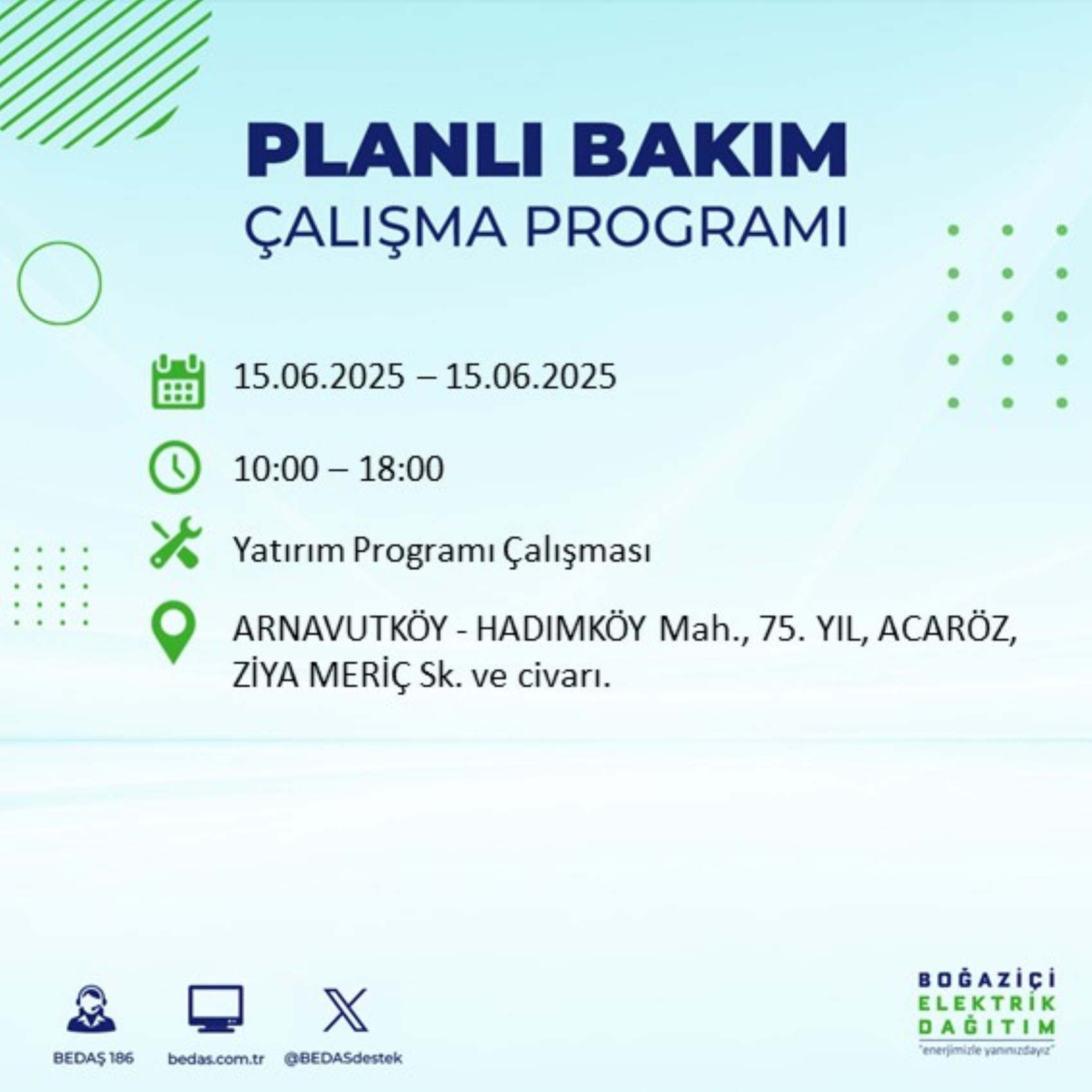 BEDAŞ paylaştı: İstanbul'da 15 Haziran Pazar günü elektrik kesintisi yaşanacak ilçeler