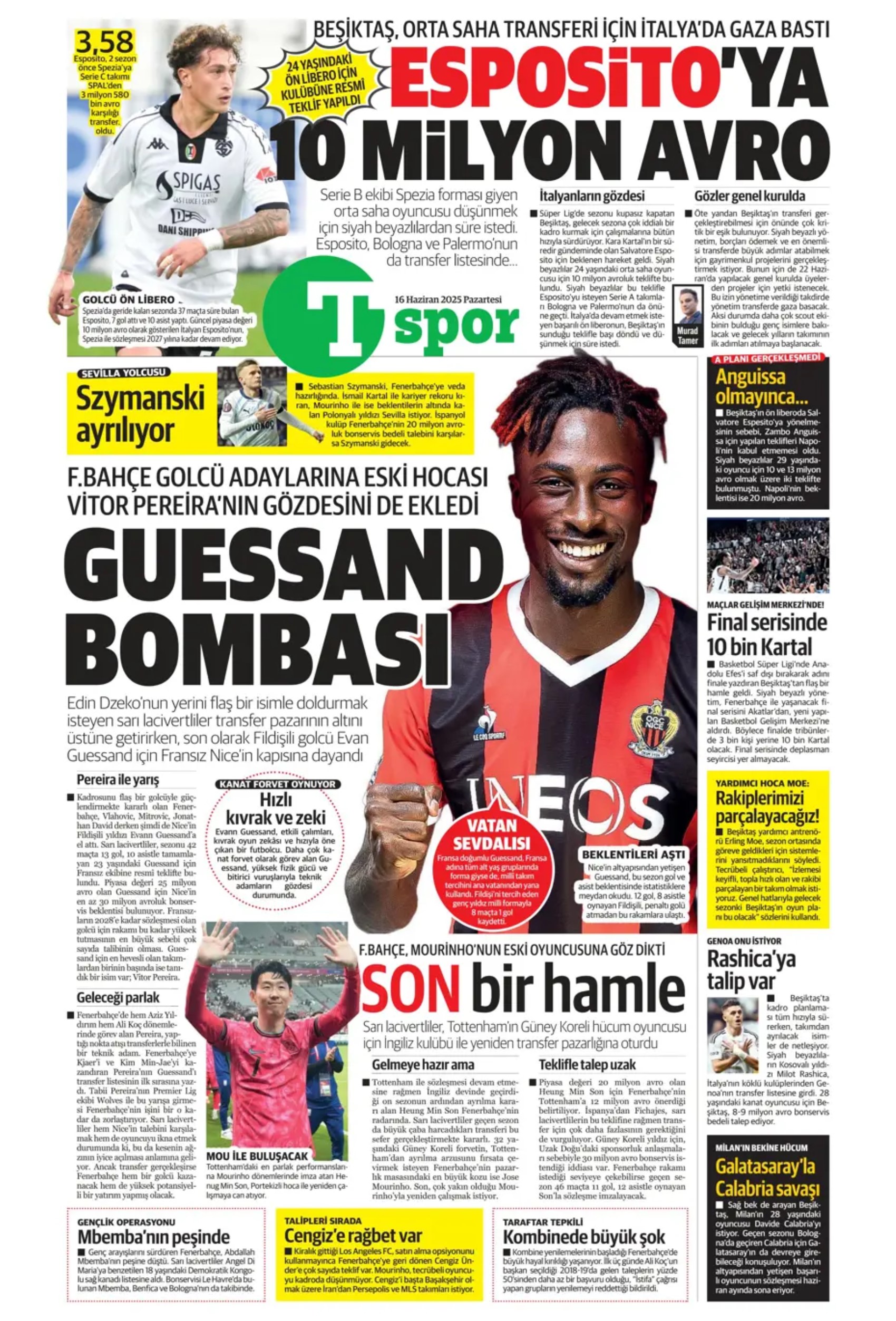 Sporda günün manşetleri: Galatasaray Osimhen'in alternatifini buldu