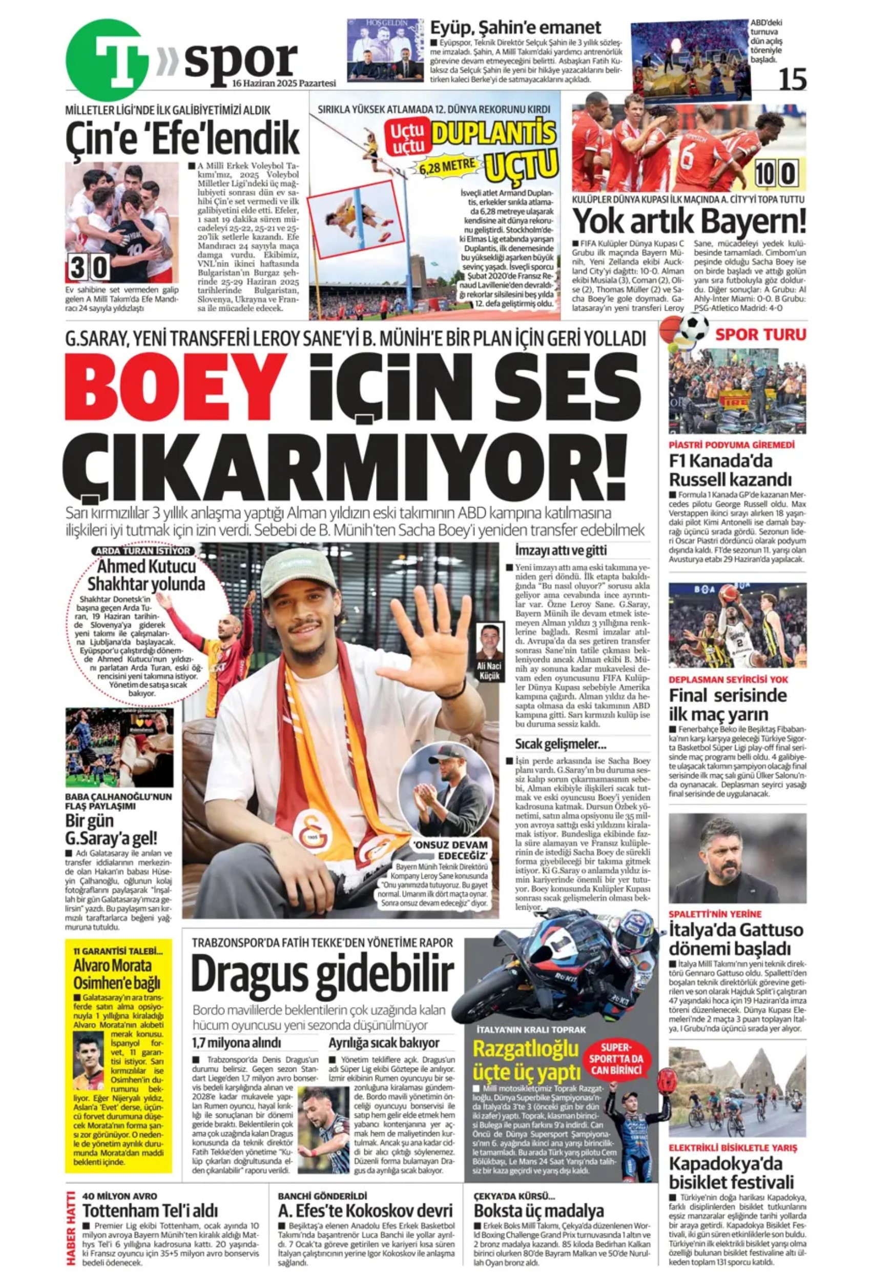 Sporda günün manşetleri: Galatasaray Osimhen'in alternatifini buldu