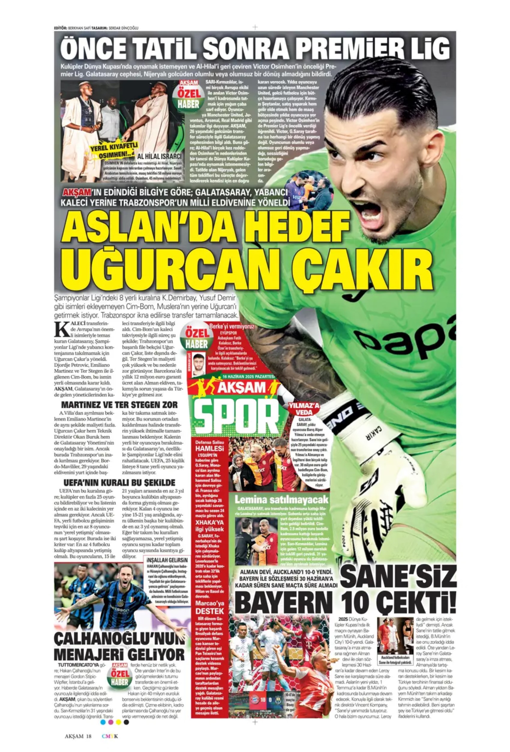 Sporda günün manşetleri: Galatasaray Osimhen'in alternatifini buldu
