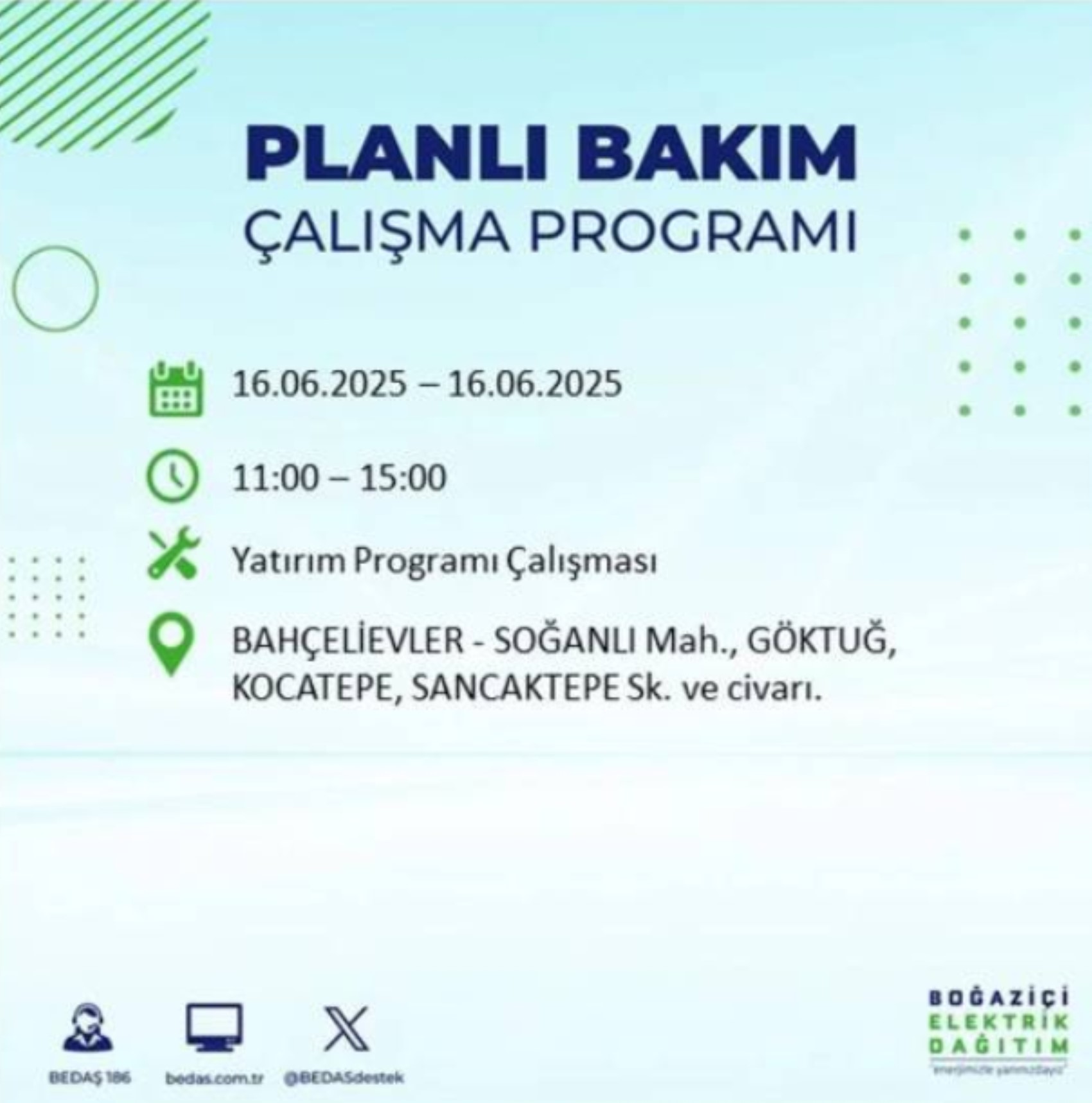 BEDAŞ paylaştı: İstanbul'da 16 Haziran Pazartesi günü elektrik kesintisi yaşanacak ilçeler
