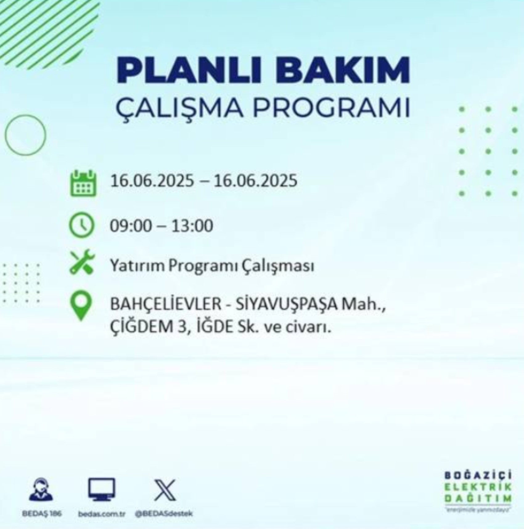 BEDAŞ paylaştı: İstanbul'da 16 Haziran Pazartesi günü elektrik kesintisi yaşanacak ilçeler