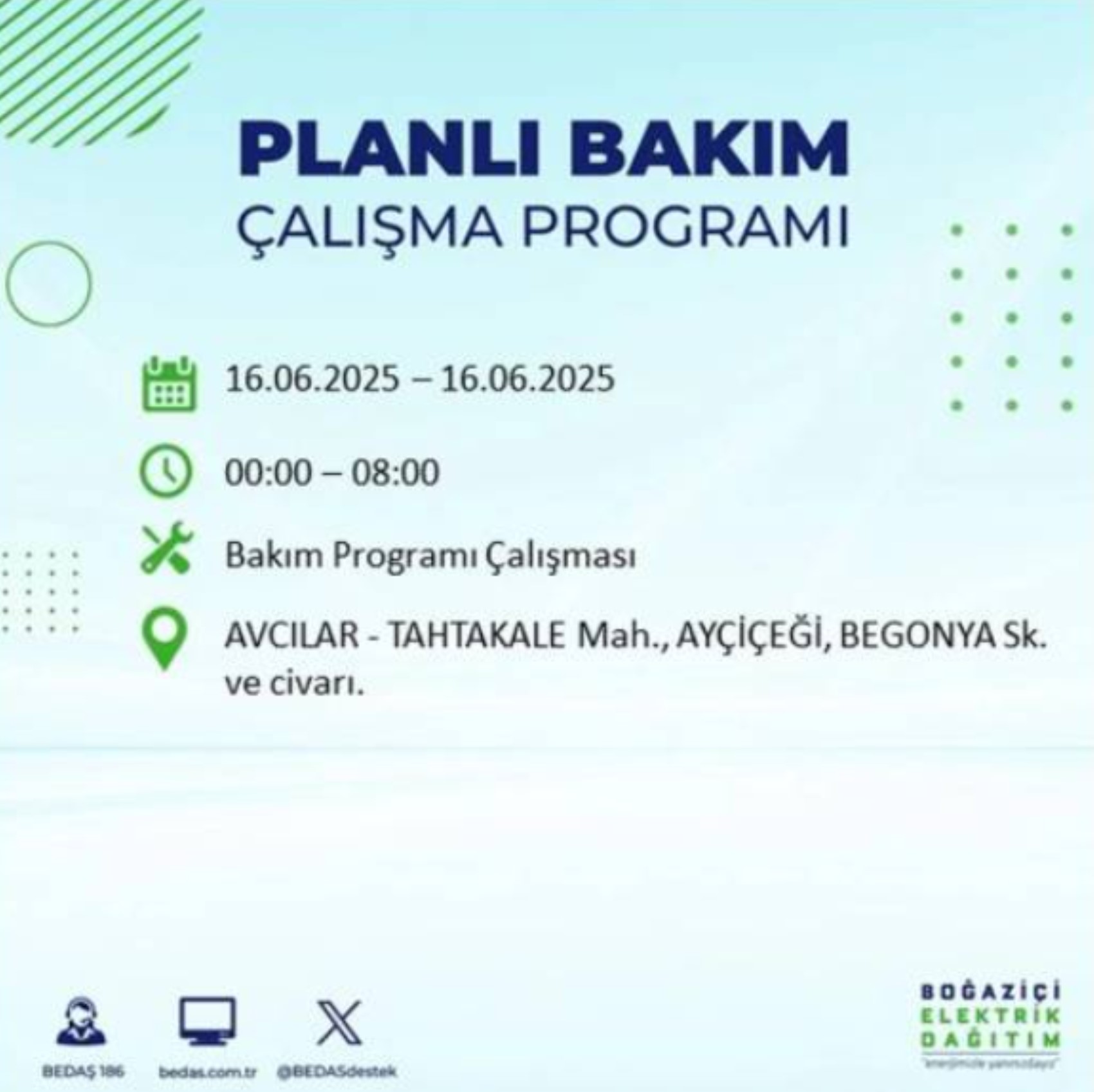 BEDAŞ paylaştı: İstanbul'da 16 Haziran Pazartesi günü elektrik kesintisi yaşanacak ilçeler