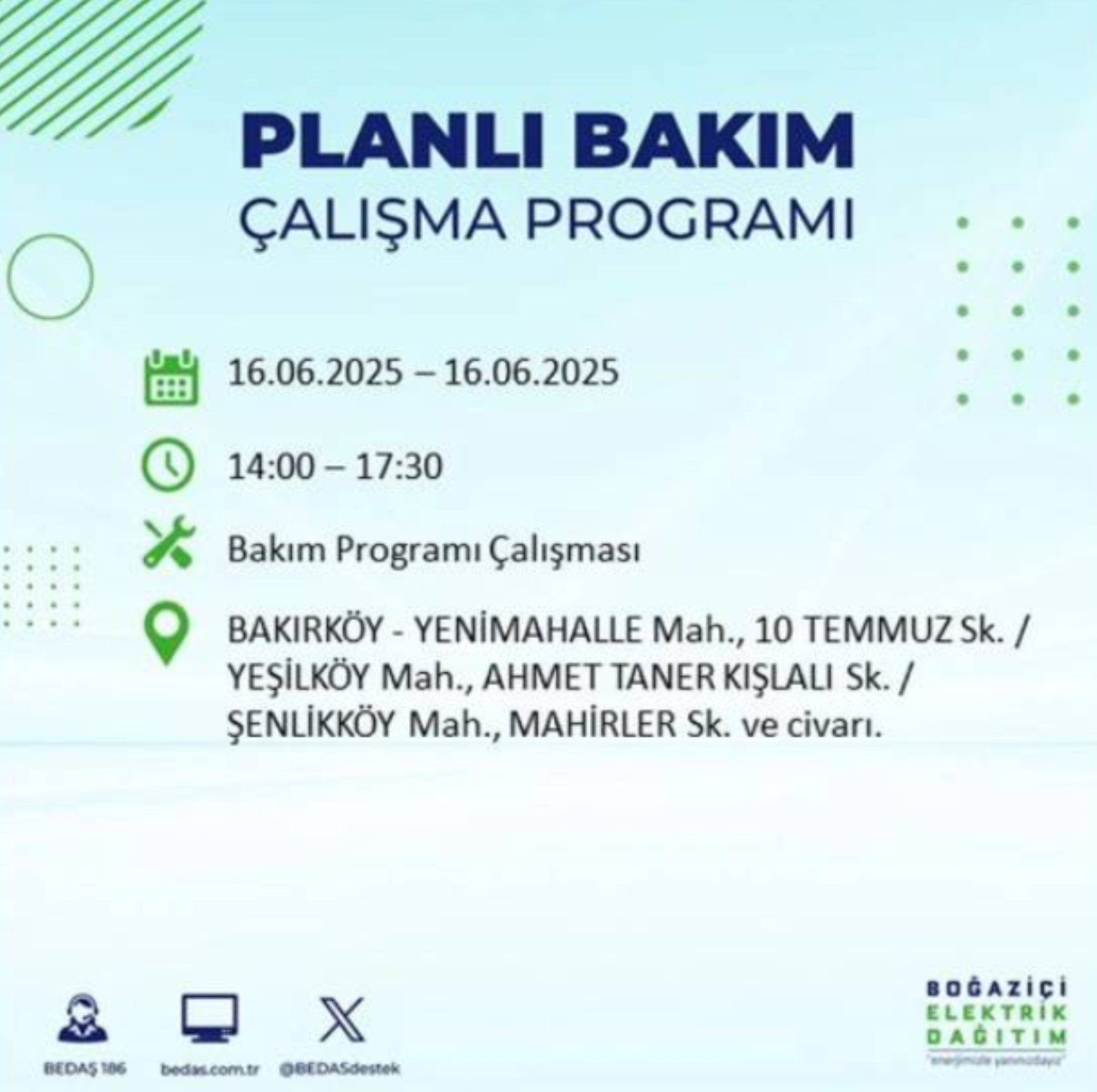 BEDAŞ paylaştı: İstanbul'da 16 Haziran Pazartesi günü elektrik kesintisi yaşanacak ilçeler