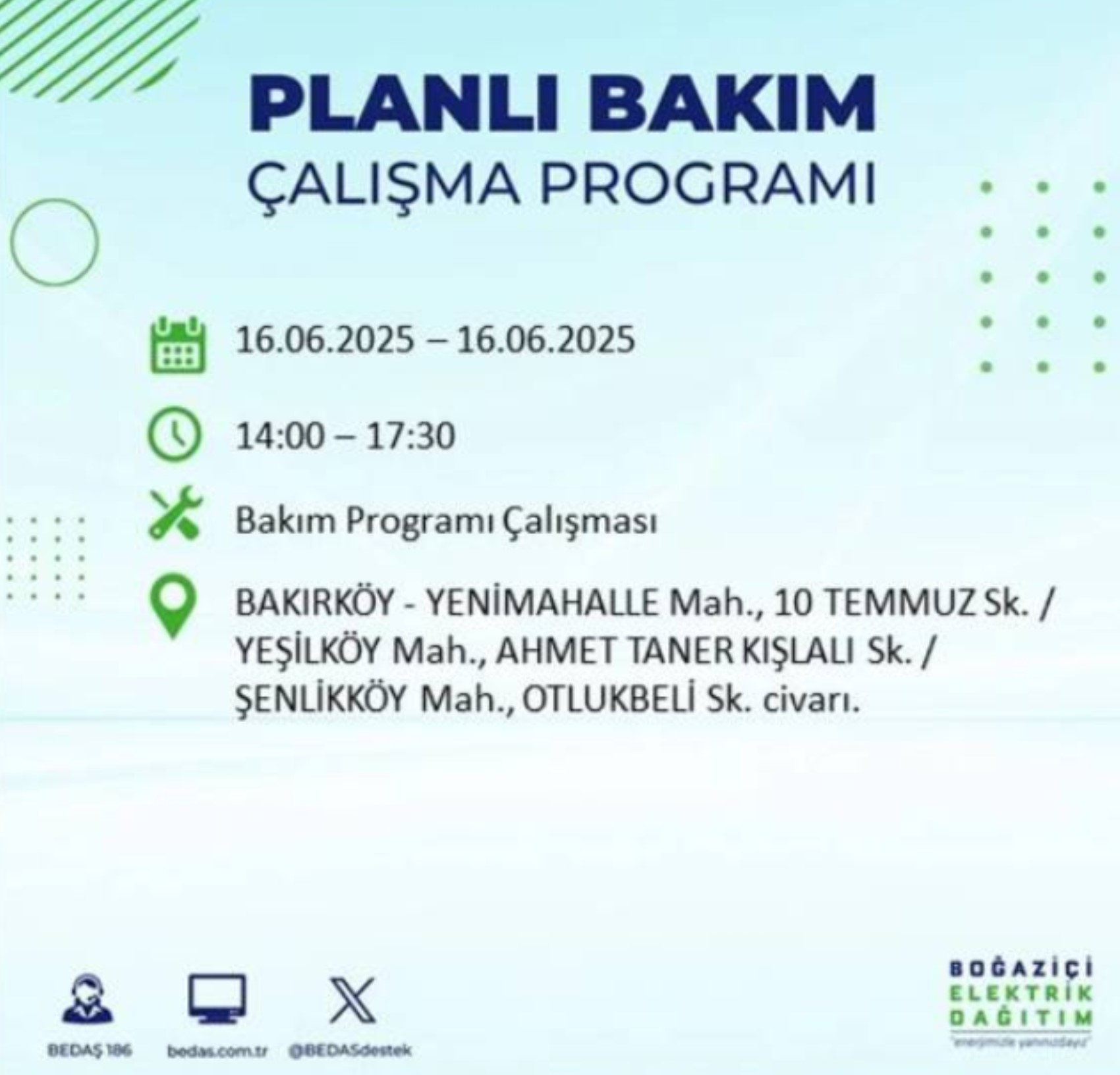 BEDAŞ paylaştı: İstanbul'da 16 Haziran Pazartesi günü elektrik kesintisi yaşanacak ilçeler