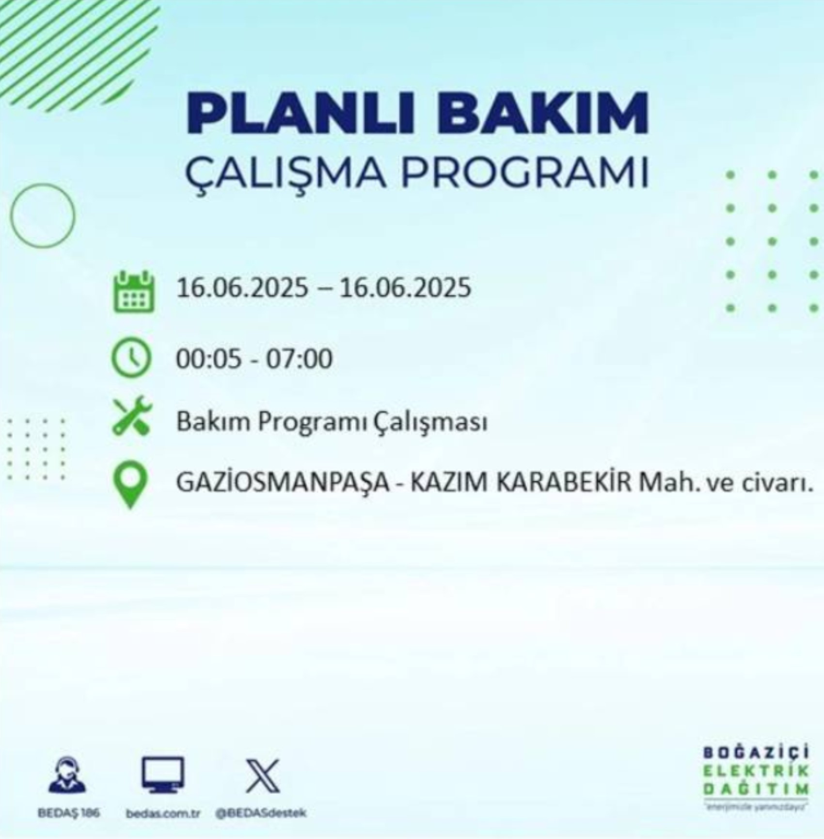 BEDAŞ paylaştı: İstanbul'da 16 Haziran Pazartesi günü elektrik kesintisi yaşanacak ilçeler