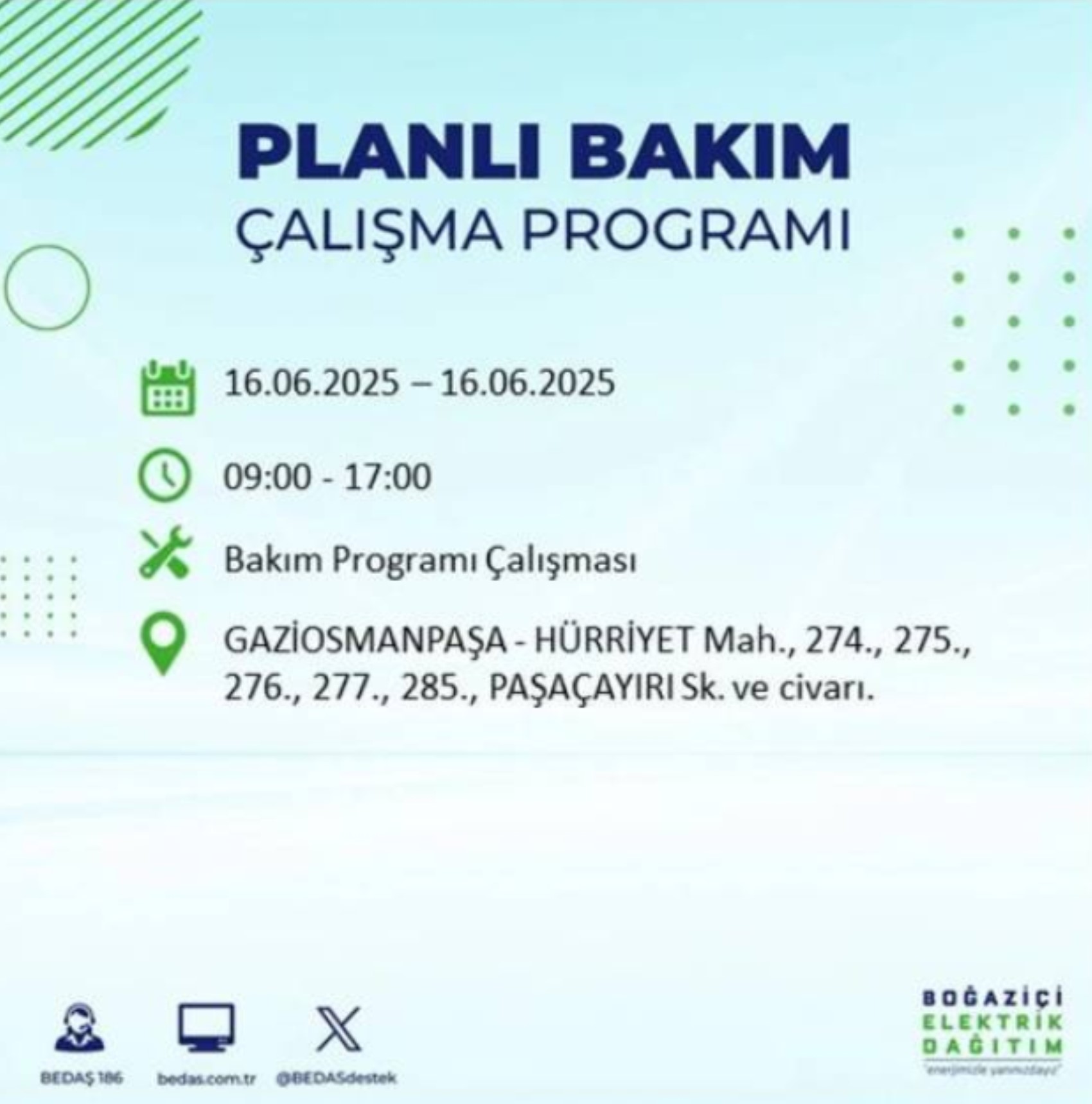 BEDAŞ paylaştı: İstanbul'da 16 Haziran Pazartesi günü elektrik kesintisi yaşanacak ilçeler