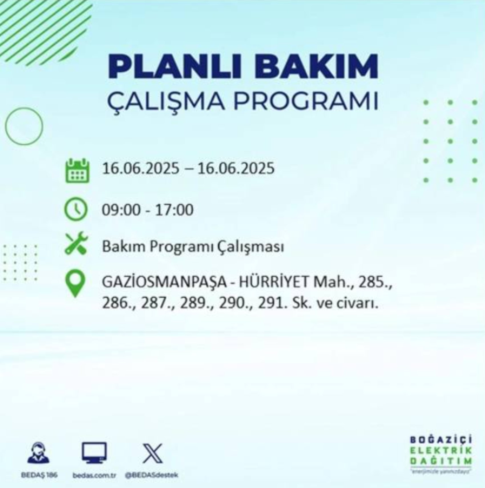 BEDAŞ paylaştı: İstanbul'da 16 Haziran Pazartesi günü elektrik kesintisi yaşanacak ilçeler