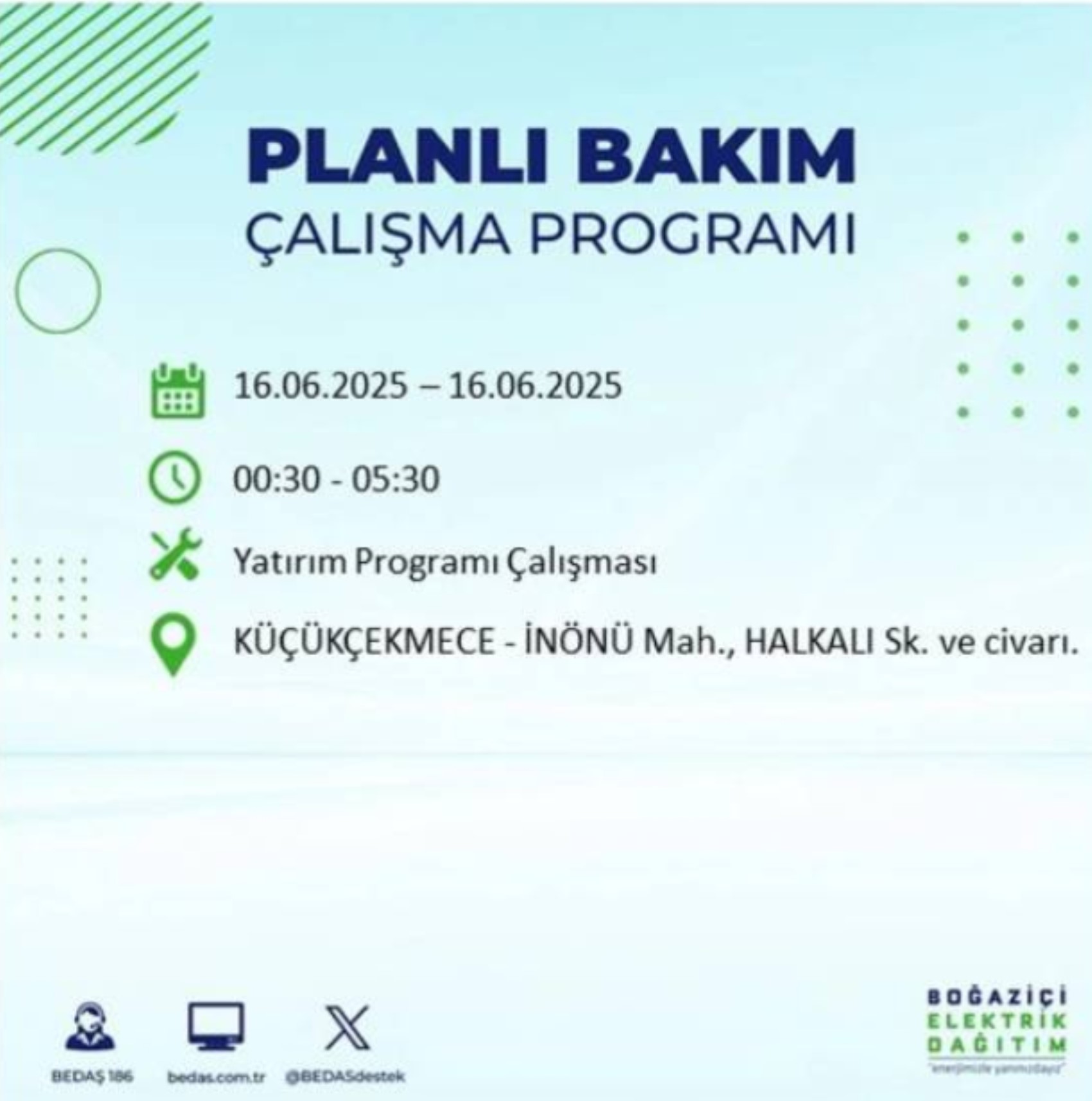 BEDAŞ paylaştı: İstanbul'da 16 Haziran Pazartesi günü elektrik kesintisi yaşanacak ilçeler