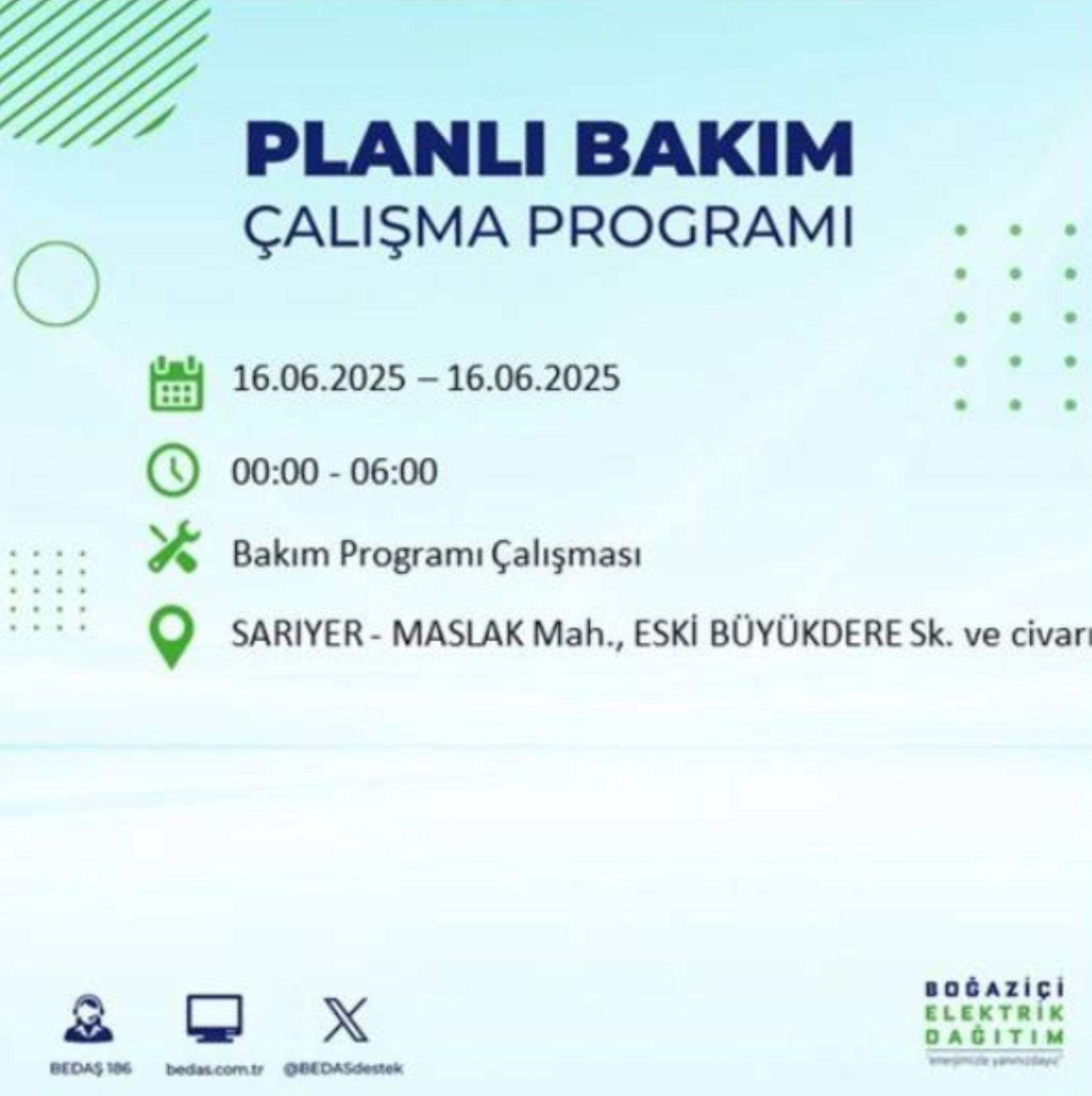 BEDAŞ paylaştı: İstanbul'da 16 Haziran Pazartesi günü elektrik kesintisi yaşanacak ilçeler