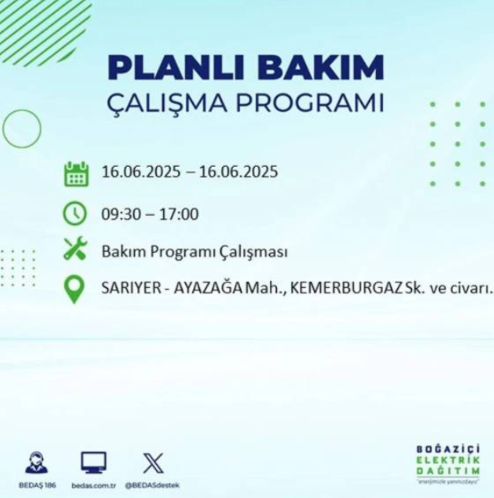 BEDAŞ paylaştı: İstanbul'da 16 Haziran Pazartesi günü elektrik kesintisi yaşanacak ilçeler