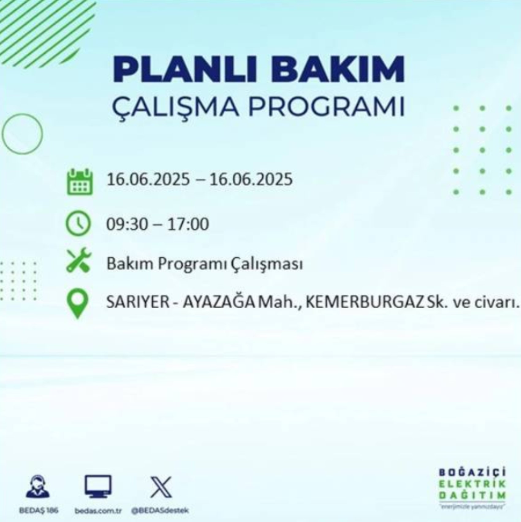 BEDAŞ paylaştı: İstanbul'da 16 Haziran Pazartesi günü elektrik kesintisi yaşanacak ilçeler