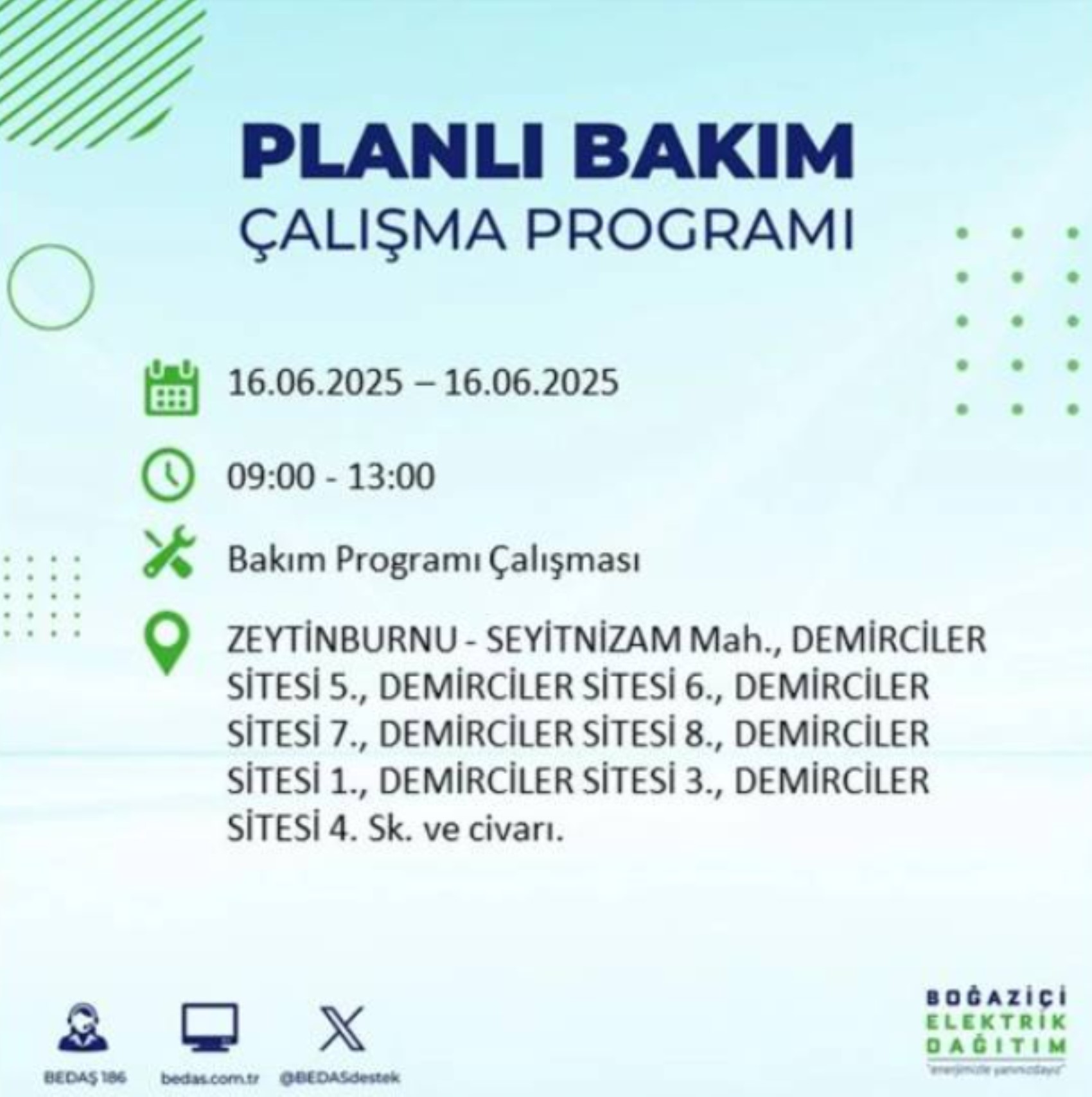 BEDAŞ paylaştı: İstanbul'da 16 Haziran Pazartesi günü elektrik kesintisi yaşanacak ilçeler