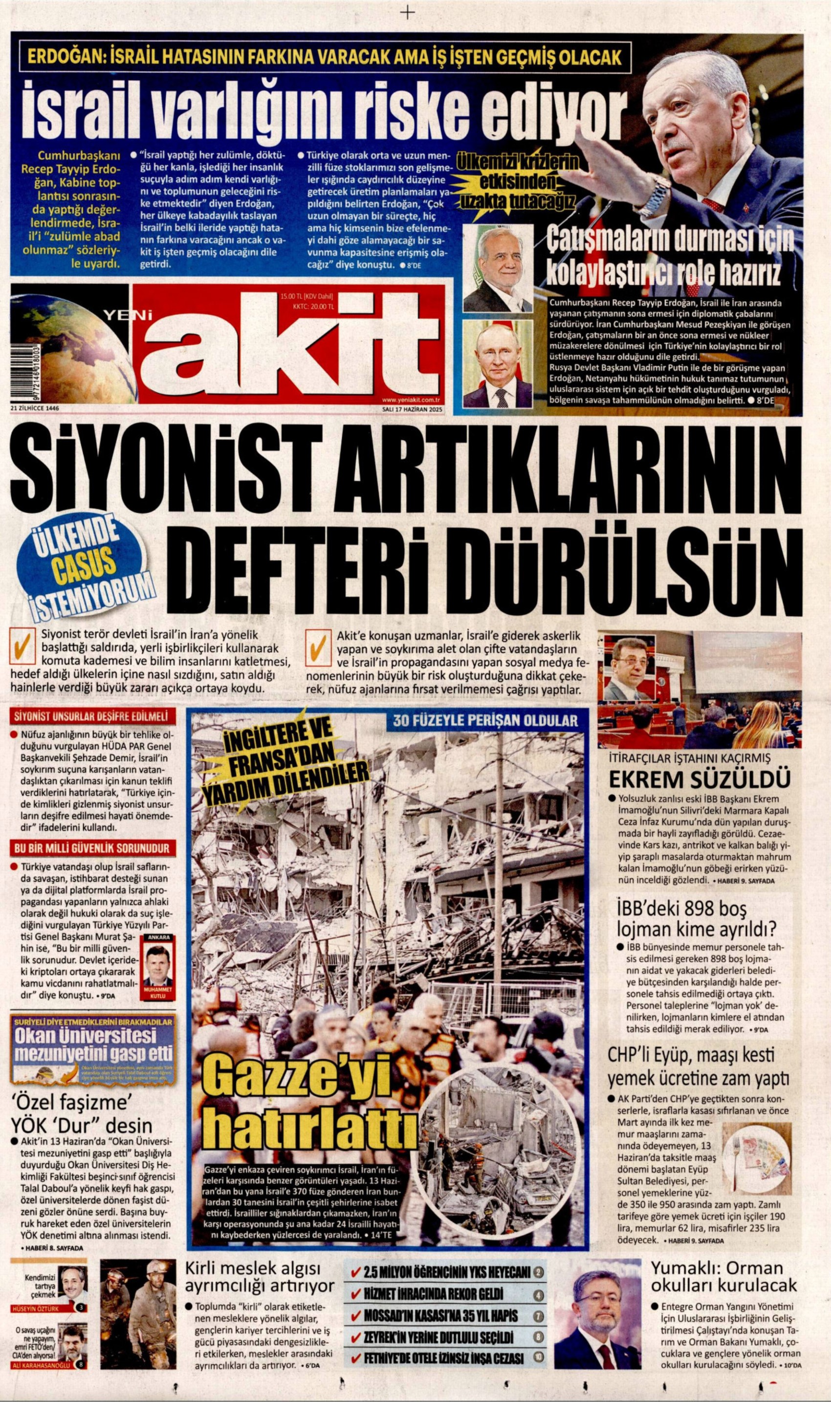 17 Haziran 2025 gazete manşetleri: Gazeteler, İmamoğlu'nun savunmasını nasıl gördü?