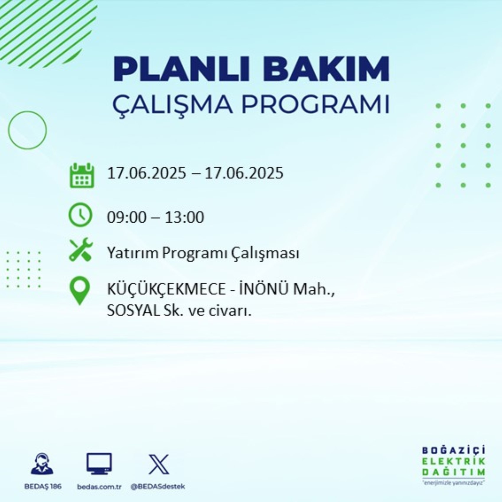 BEDAŞ paylaştı: İstanbul'da 17 Haziran Salı günü elektrik kesintisi yaşanacak ilçeler