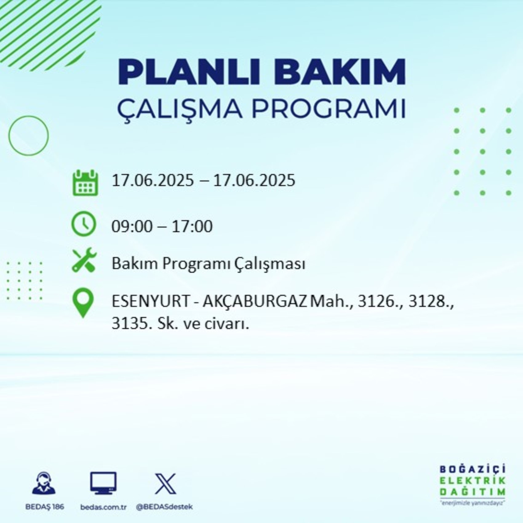 BEDAŞ paylaştı: İstanbul'da 17 Haziran Salı günü elektrik kesintisi yaşanacak ilçeler