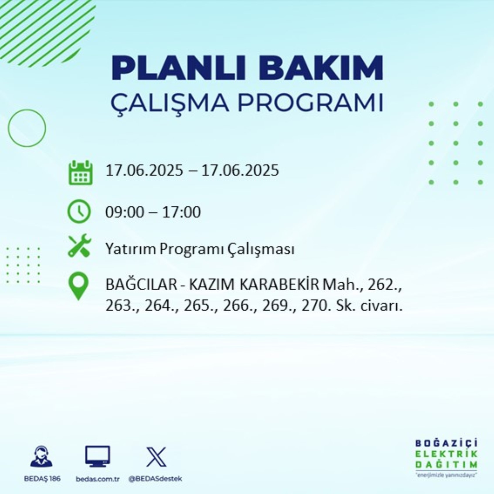 BEDAŞ paylaştı: İstanbul'da 17 Haziran Salı günü elektrik kesintisi yaşanacak ilçeler