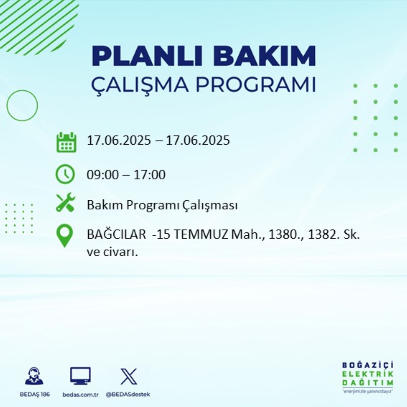 BEDAŞ paylaştı: İstanbul'da 17 Haziran Salı günü elektrik kesintisi yaşanacak ilçeler